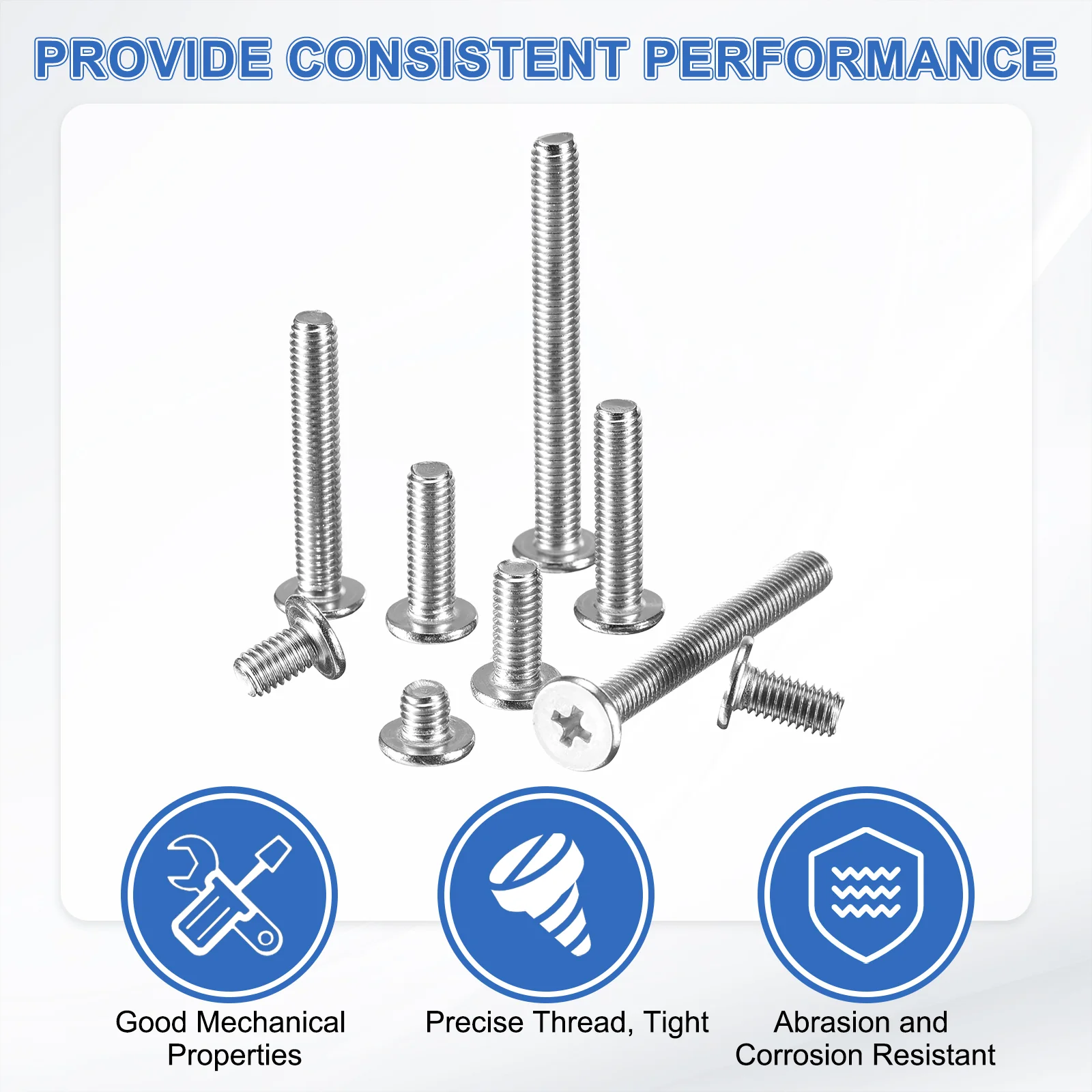 Uxcell M5-0.8 x 22mm 100Pcs Metal Flat Round Head Screws Phillips Drive Machine Bolt - Image 4