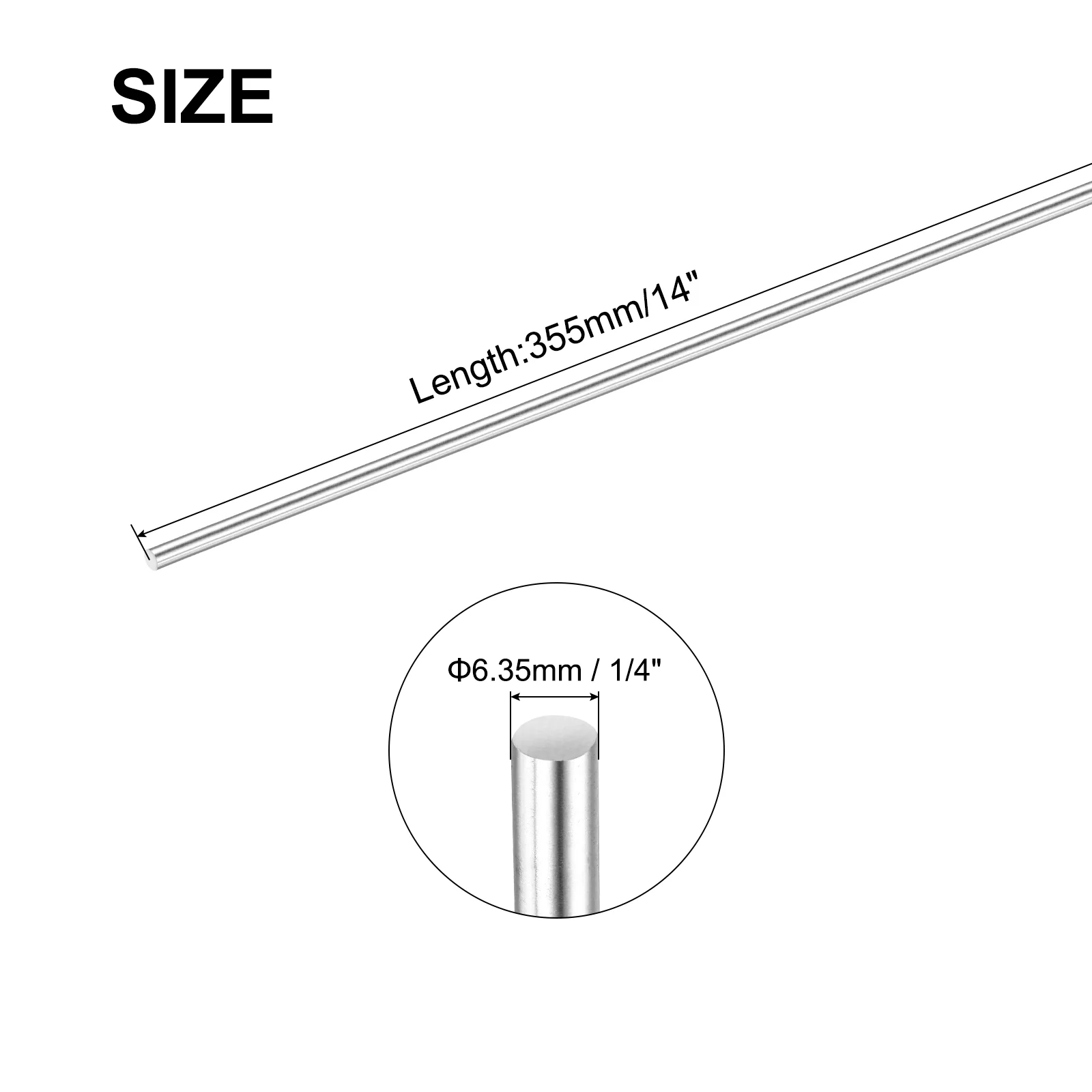 1/4 Inch x 14 Inch 304 Stainless Steel Solid Round Rods Metal Lathe Bar Stock for DIY Craft 2 Pcs - Image 2