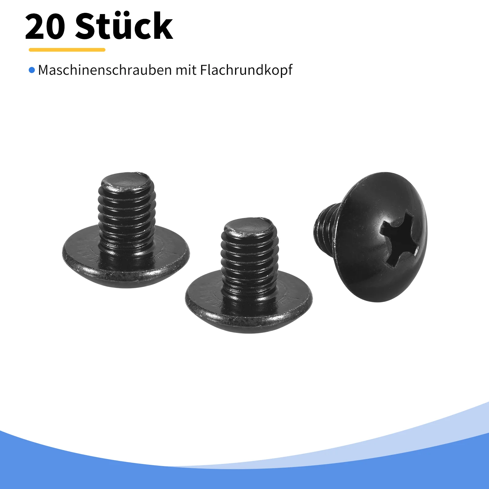 Uxcell M8-1.25 x 10mm Truss Head Phillips Machine Screws, Full Thread, Phillips Drive, 304 Stainless Steel 18-8, Black Oxide Finish, Quantity 20 - Image 3