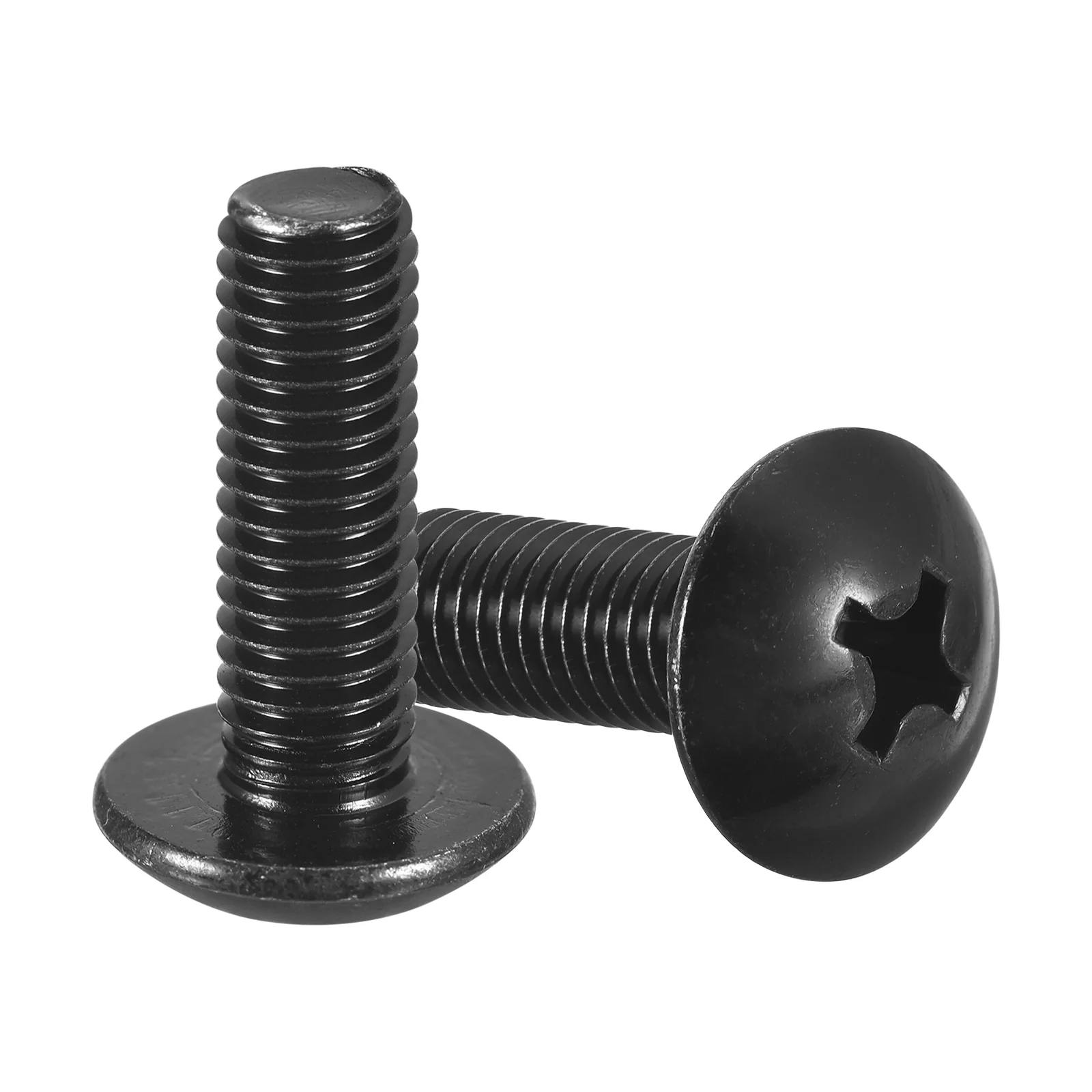 Uxcell M8-1.25 x 25mm Truss Head Phillips Machine Screws, Full Thread, Phillips Drive, 304 Stainless Steel 18-8, Black Oxide Finish, Quantity 15