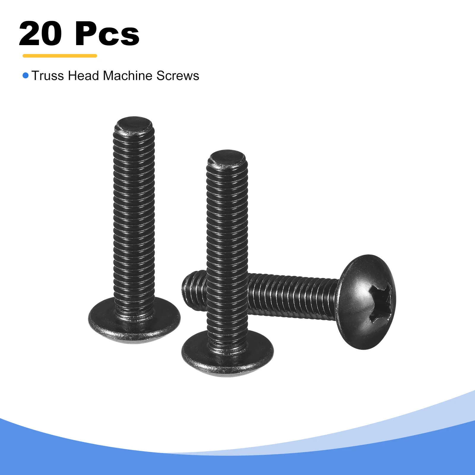 Uxcell M6-1 x 30mm Truss Head Phillips Machine Screws, Full Thread, Phillips Drive, 304 Stainless Steel 18-8, Black Oxide Finish, Quantity 20 - Image 3