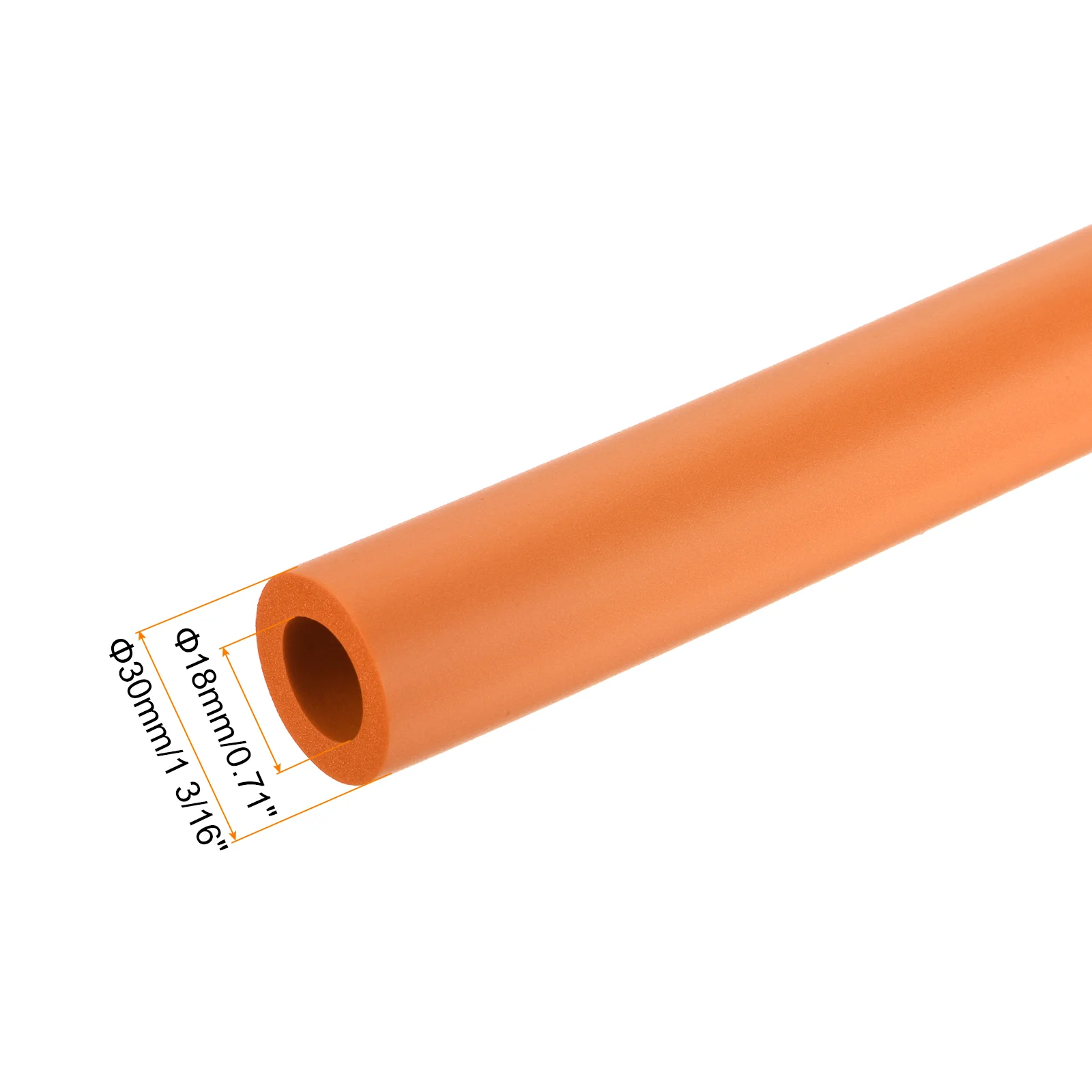 Uxcell 2pcs 0.3 Meter/1ft Pipe Insulation Tube 18mm ID 30mm OD Foam Tubing, Orange - Image 3