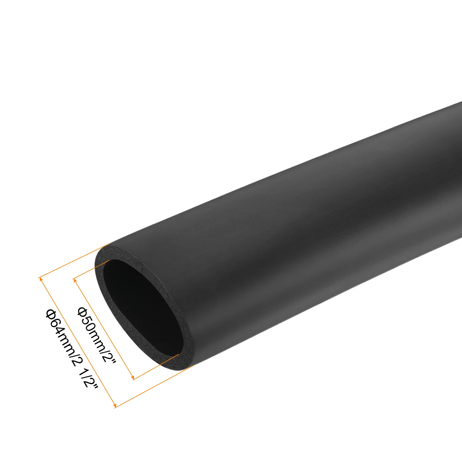 Uxcell 2pcs 0.3 Meter/1ft Pipe Insulation Tube 50mm ID 64mm OD Foam Tubing, Black - Image 3