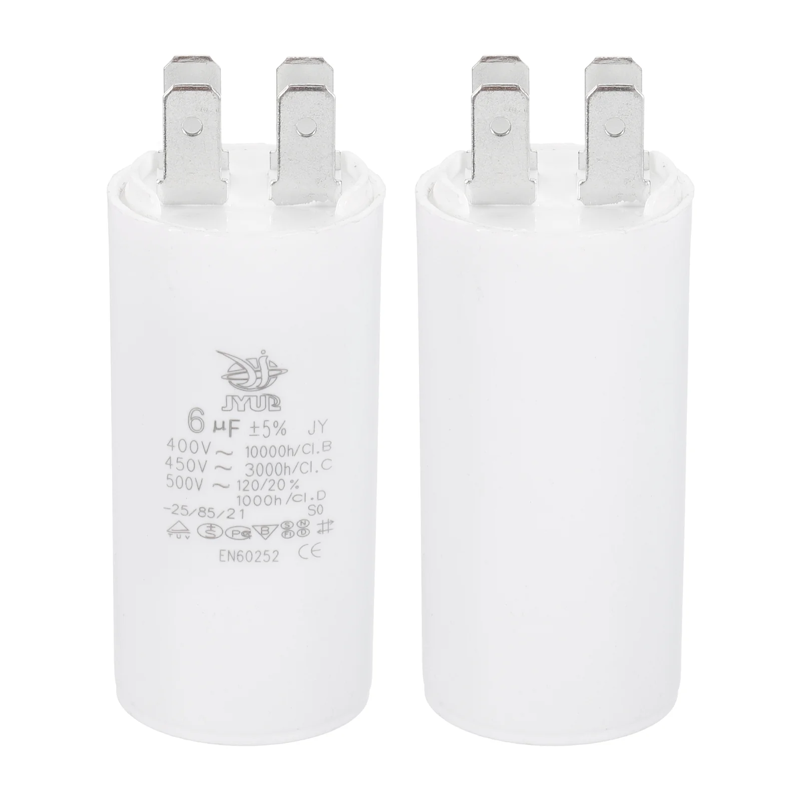 CBB60 6uF Run Capacitor,1 Pcs AC450V 4 Pin Double Insert with Sheath Spring - Image 3