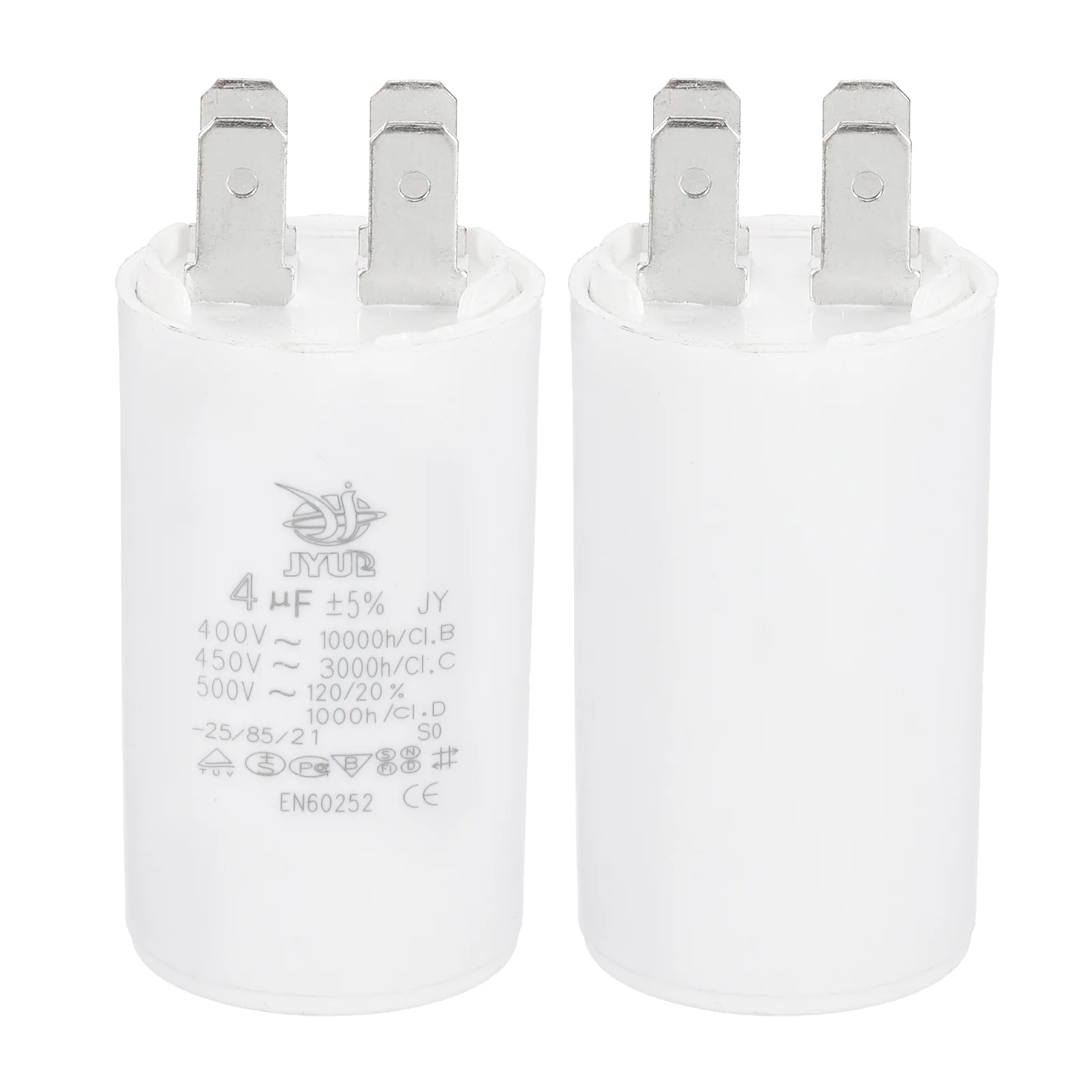 CBB60 4uF Run Capacitor,2 Pcs AC450V 4 Pin Double Insert with Sheath Spring - Image 3