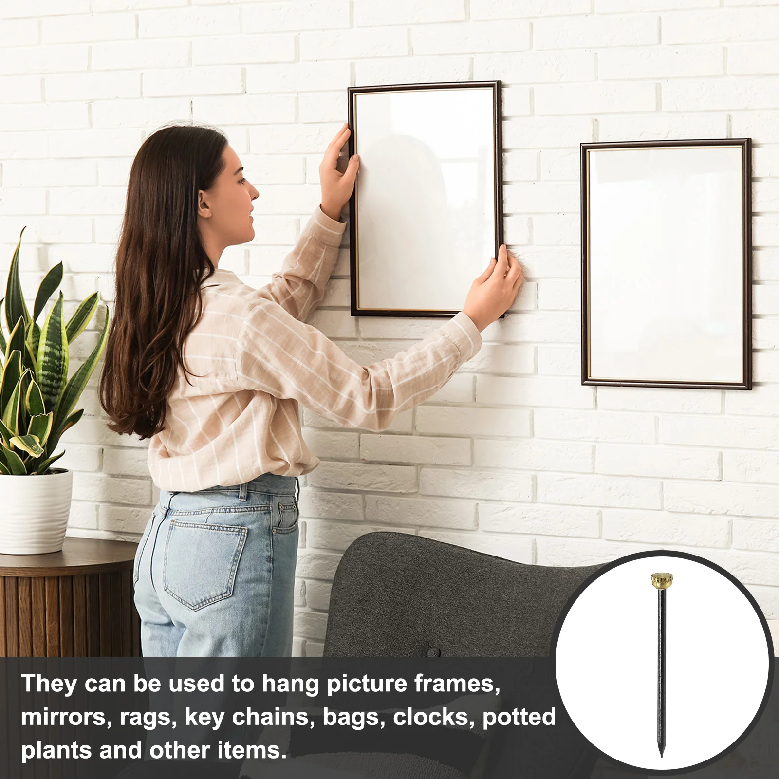 Uxcell 30Pcs Picture Hanging Nails, 1.8 x 35mm Iron Decorative Hangers Reusable Hardware Tool for Hanging Pictures Mirrors Baskets, Gold & Black - Image 5