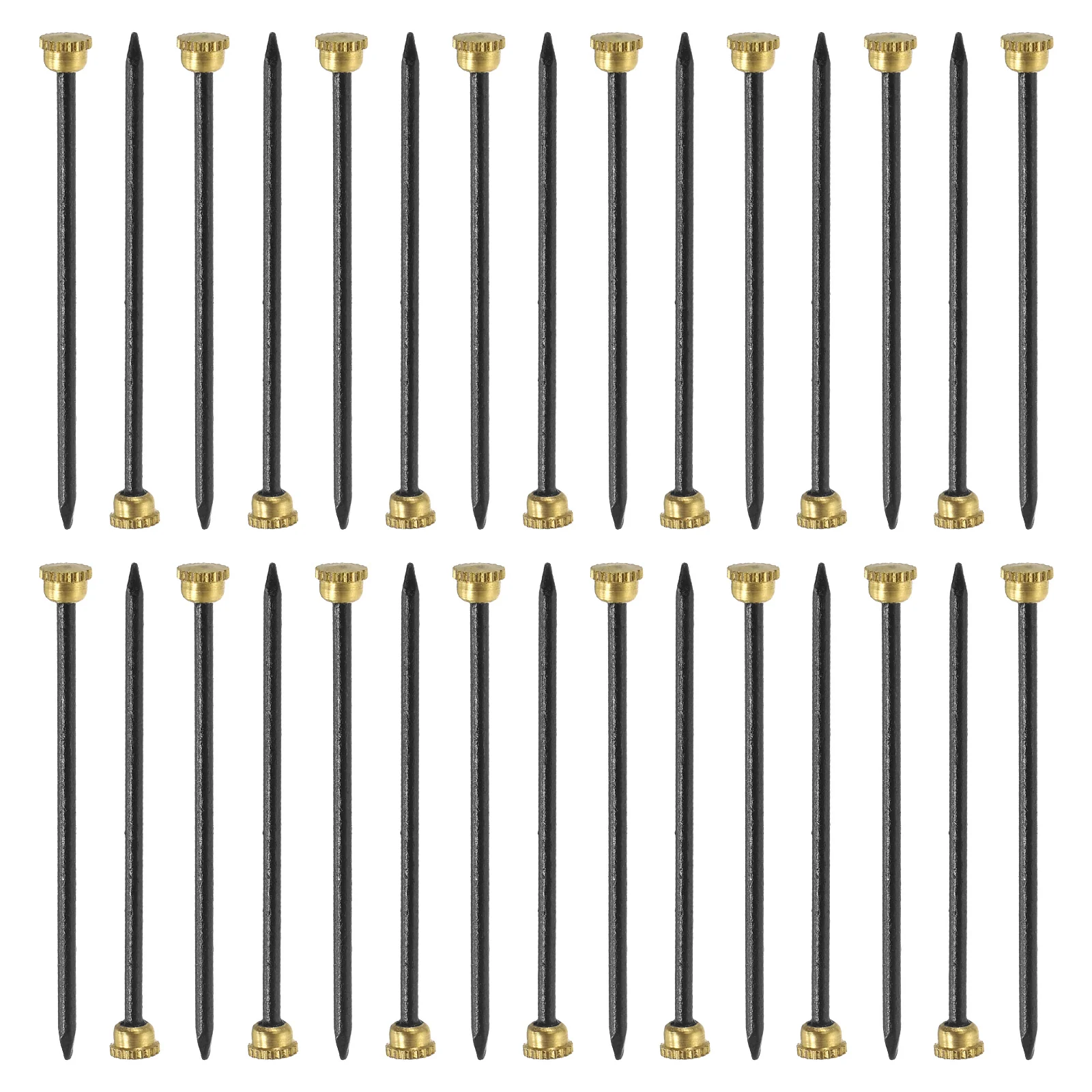 Uxcell 50Pcs Picture Hanging Nails, 1.4 x 38mm Iron Decorative Hangers, Gold & Black