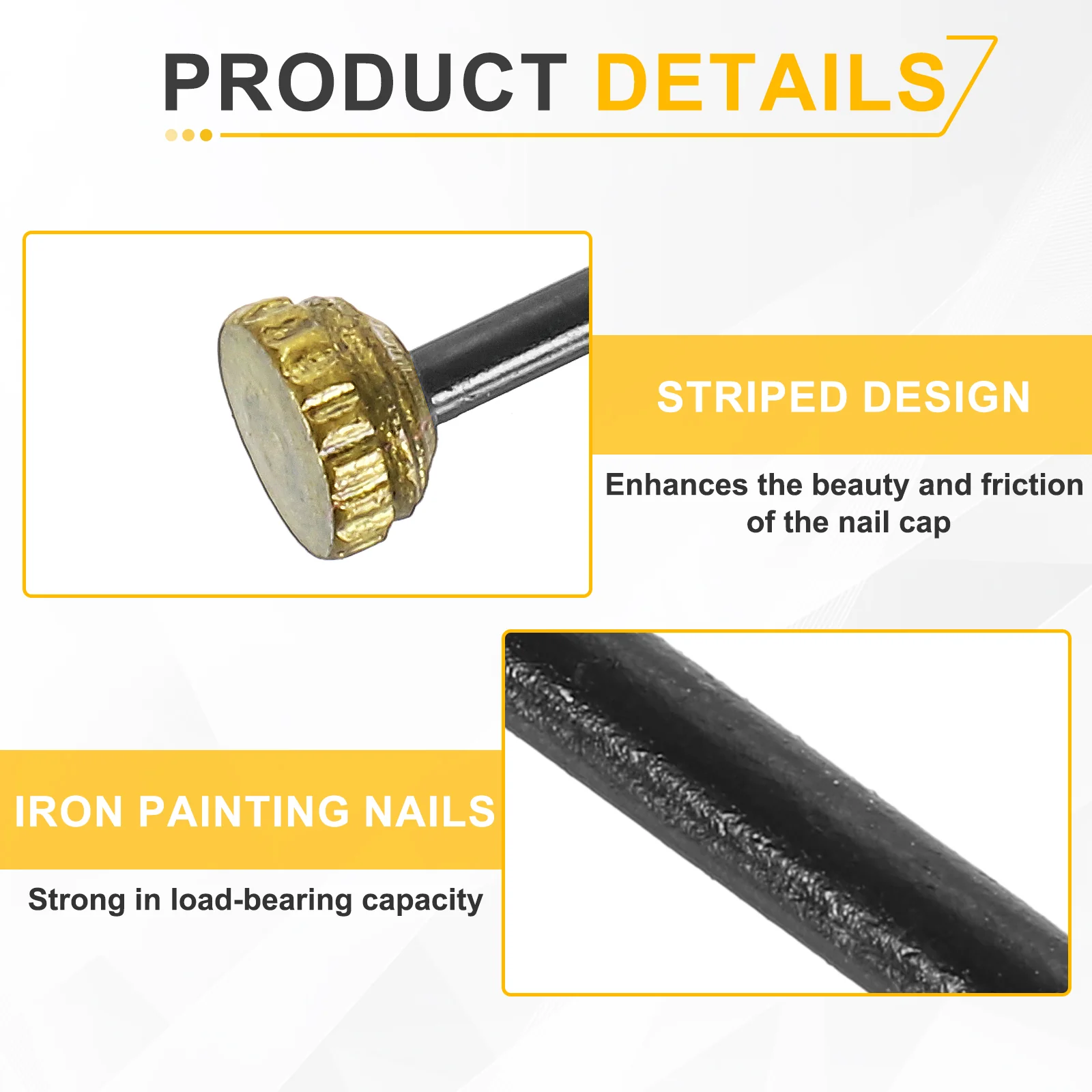 Uxcell 100Pcs Picture Hanging Nails, 1.3 x 25mm Iron Decorative Hangers, Gold & Black - Image 3