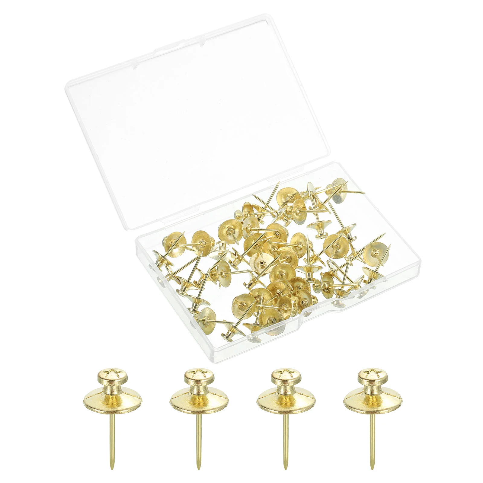 Uxcell 50 Pcs Double Headed Picture Hanging Nail, Zinc Alloy Push Pins Picture Hangers Double Headed Thumb Tacks for Hanging Pictures, Gold