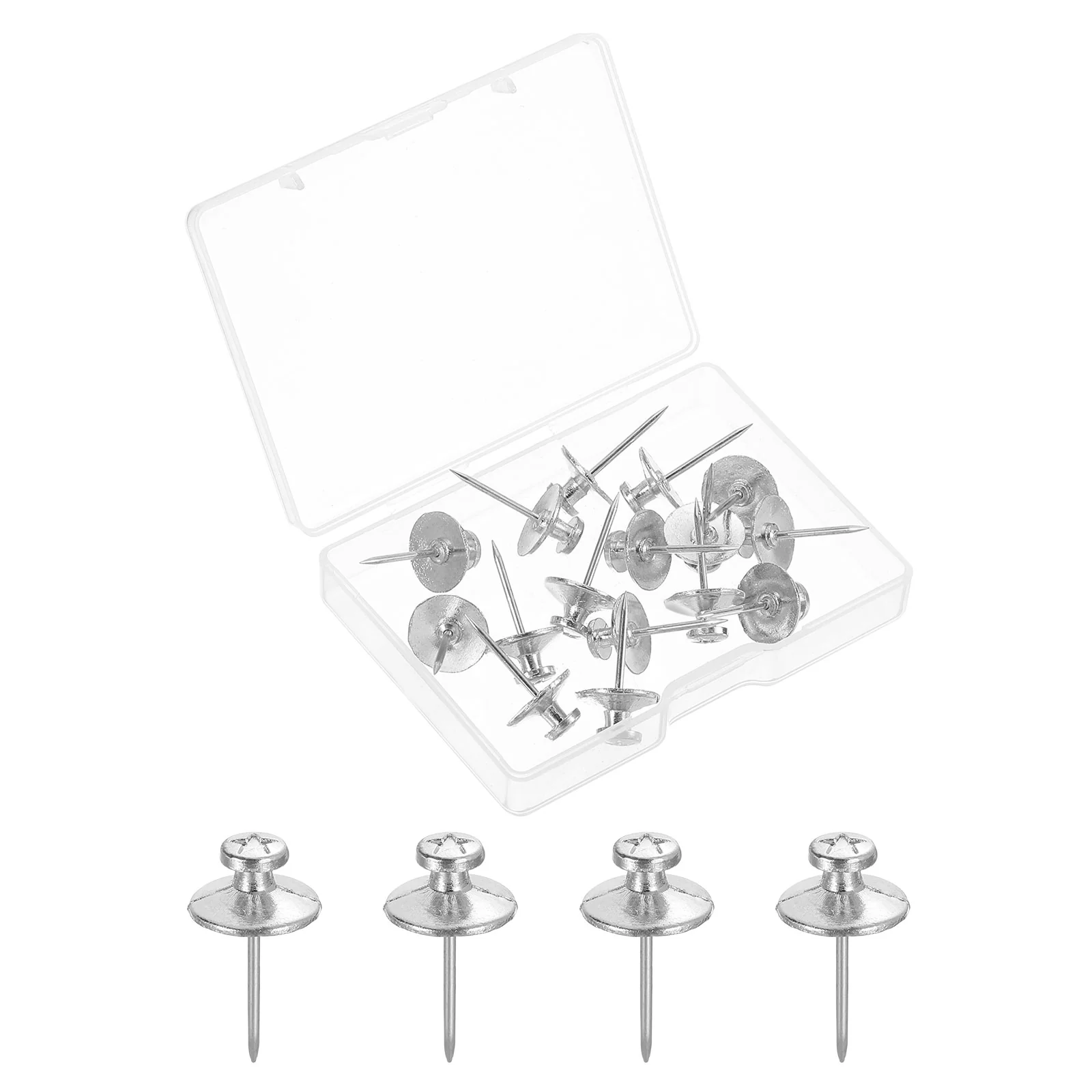 Uxcell 20 Pcs Double Headed Picture Hanging Nails, Zinc Alloy Thumb Tacks, Silver