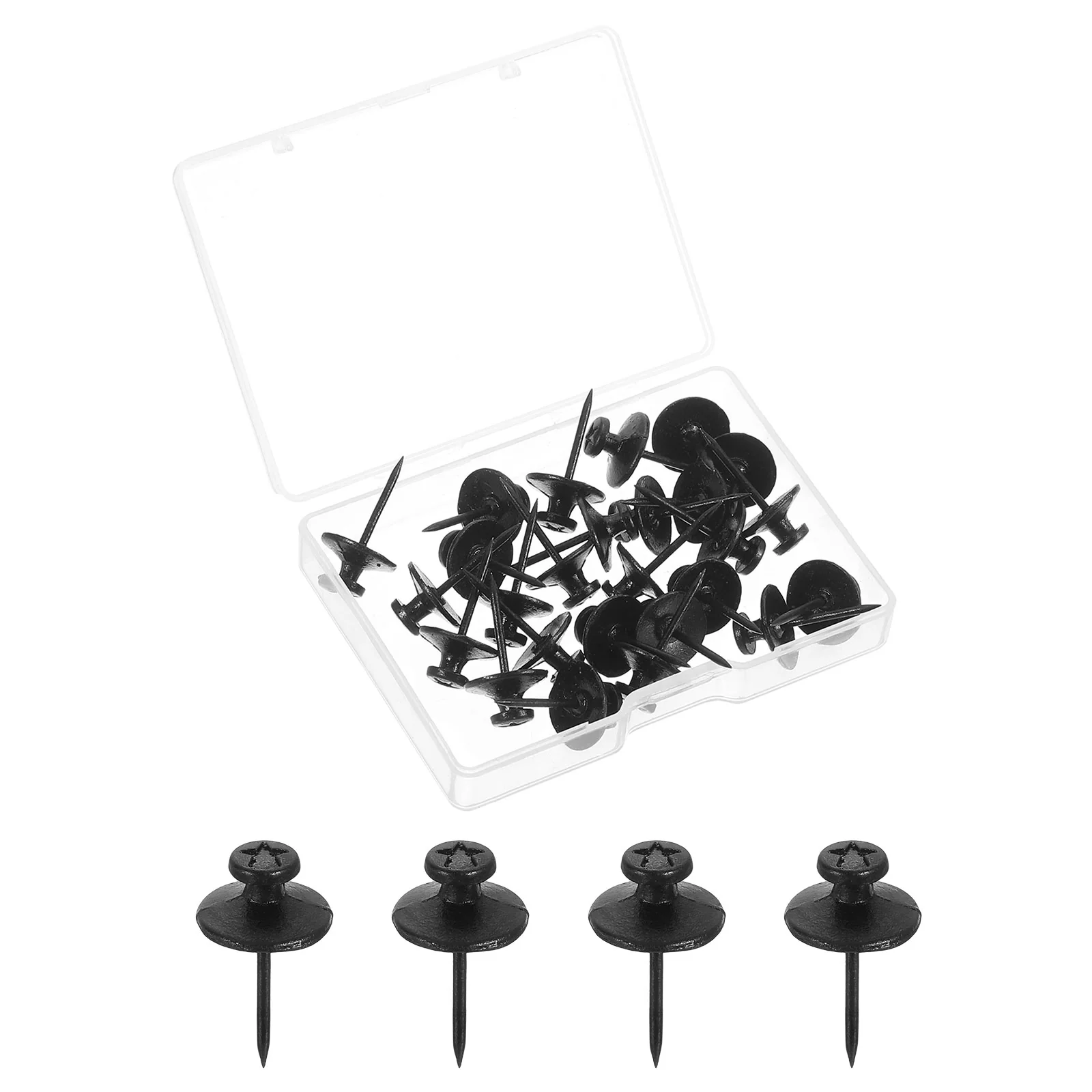 Uxcell 20 Pcs Double Headed Picture Hanging Nail, Zinc Alloy Push Pins Picture Hangers Double Headed Thumb Tacks for Hanging Pictures, Black