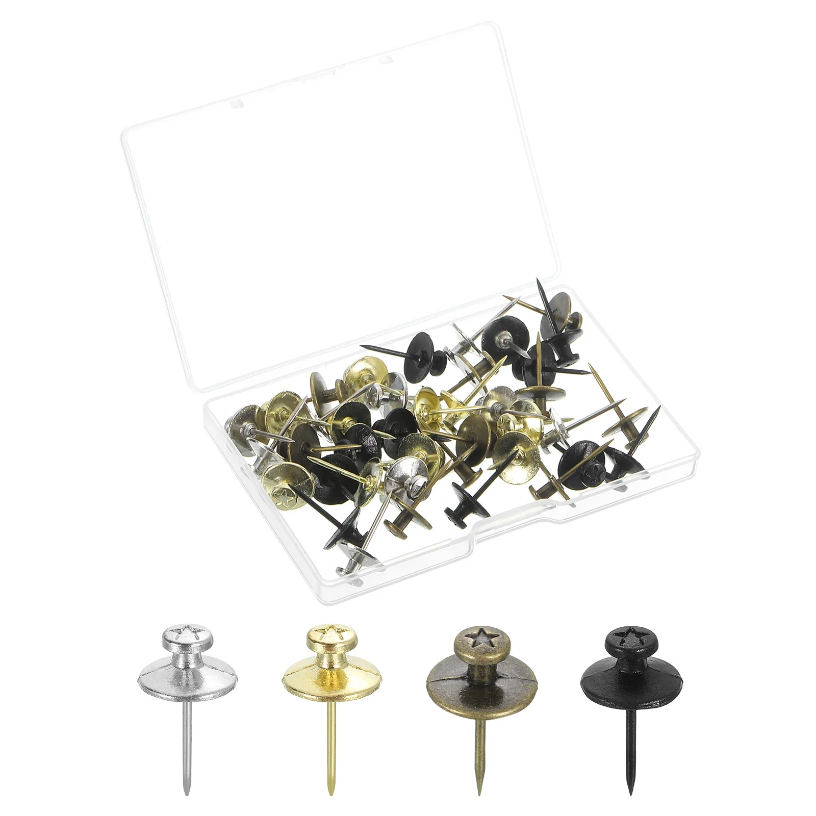 Uxcell 40 Pcs Double Headed Picture Hanging Nail, Zinc Alloy Push Pins Picture Hangers Double Headed Thumb Tacks for Hanging Pictures, 4 Colors