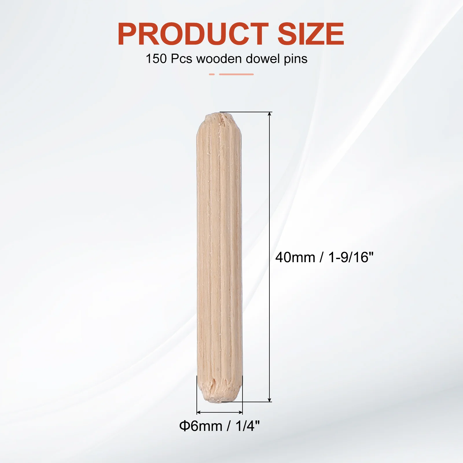 Wooden Dowel Pins 1/4" x 1-9/16" (6mm x 40mm) Straight Dowel Rods Count 150 - Image 2
