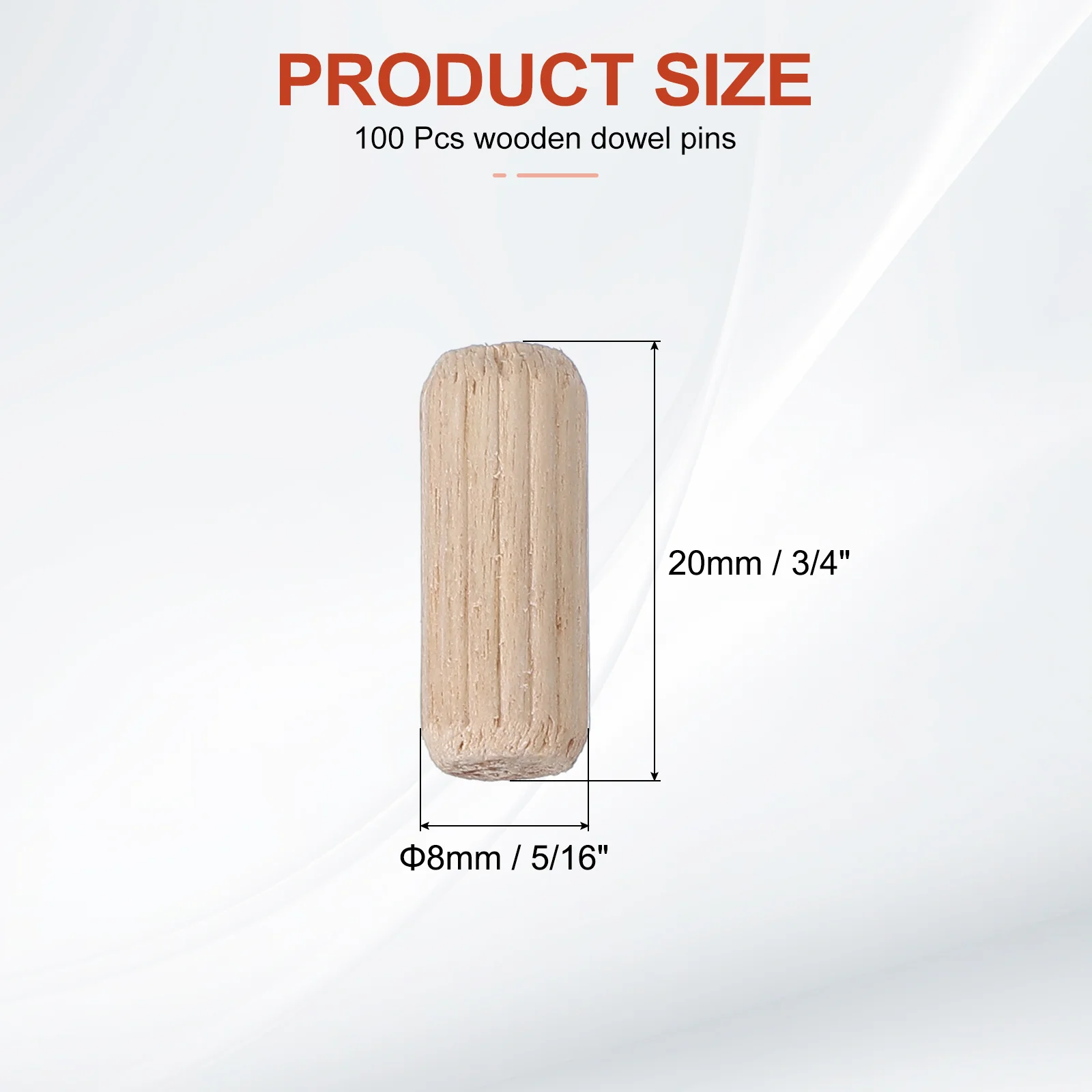 Wooden Dowel Pins 5/16" x 3/4" (8mm x 20mm) Straight Dowel Rods Count 100 - Image 2
