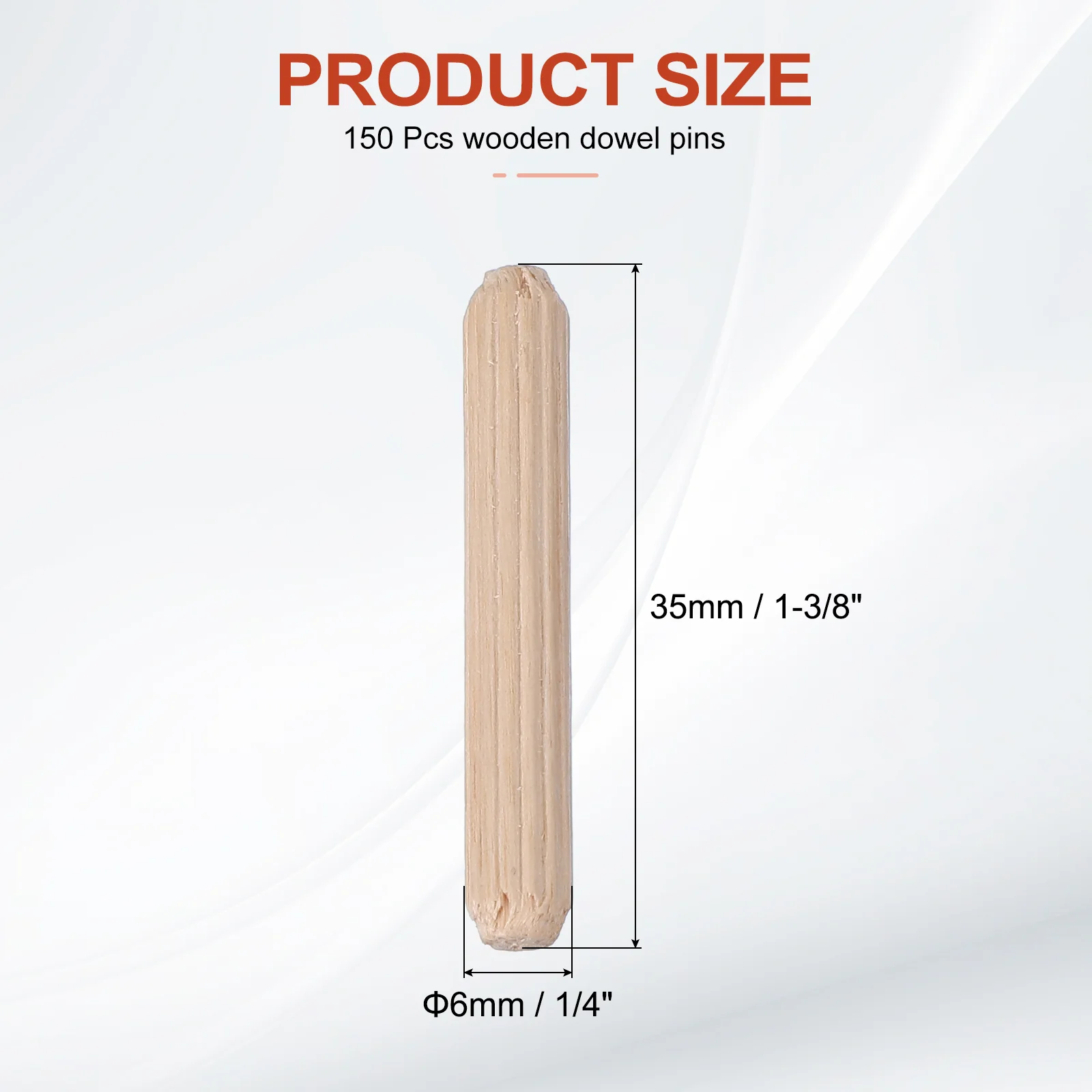 Wooden Dowel Pins 1/4" x 1-3/8" (6mm x 35mm) Straight Dowel Rods Count 150 - Image 2