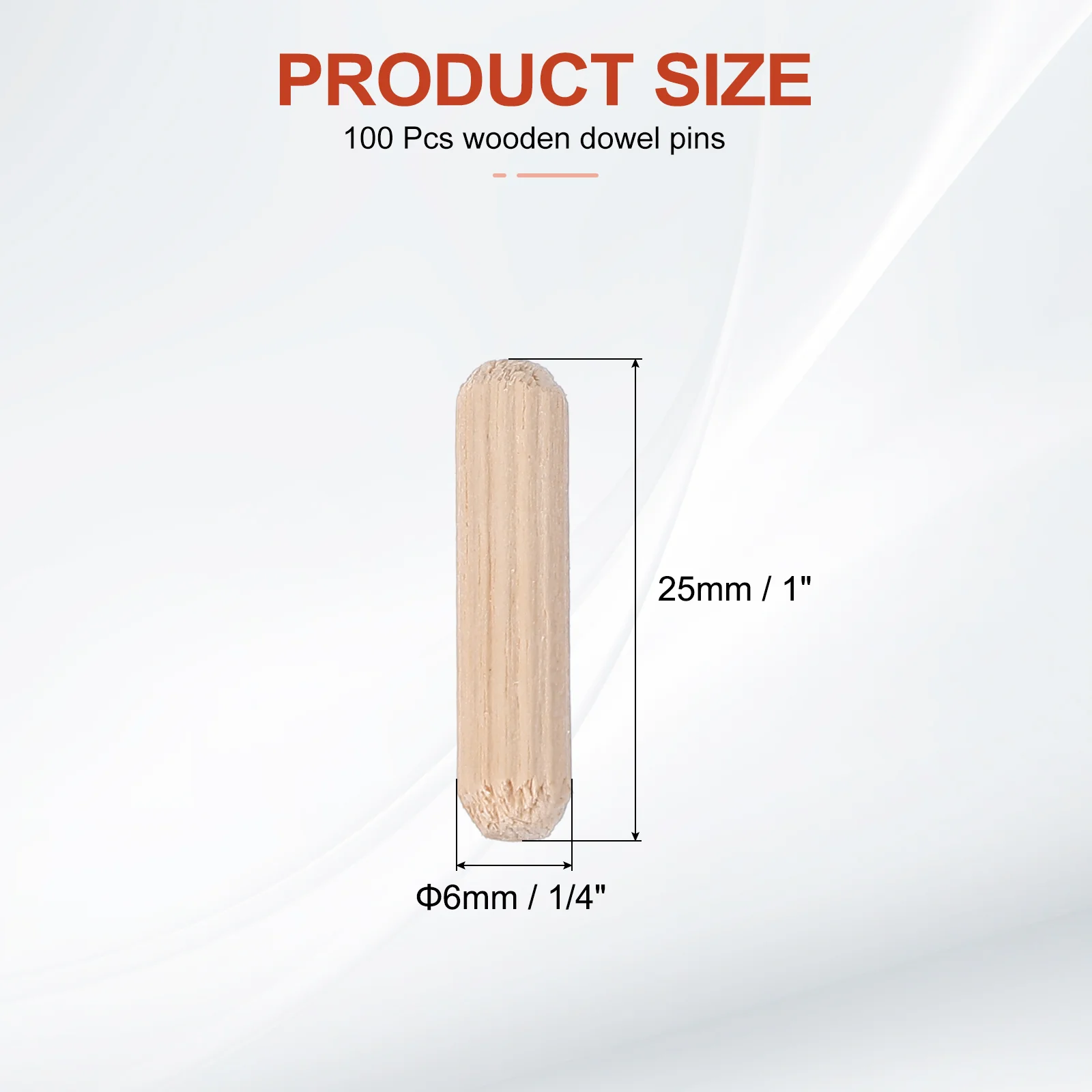 Wooden Dowel Pins 1/4" x 1" (6mm x 25mm) Straight Dowel Rods Count 100 - Image 2