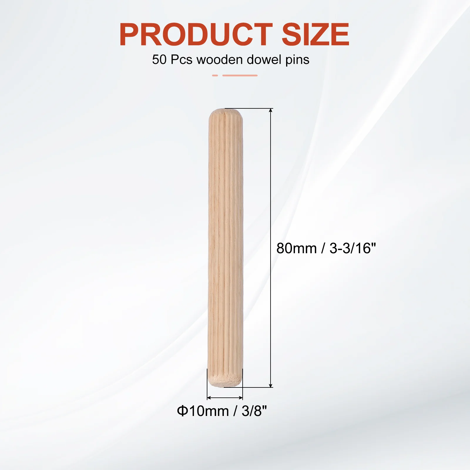 Wooden Dowel Pins 3/8" x 3-3/16" (10mm x 80mm) Straight Dowel Rods Count 50 - Image 2