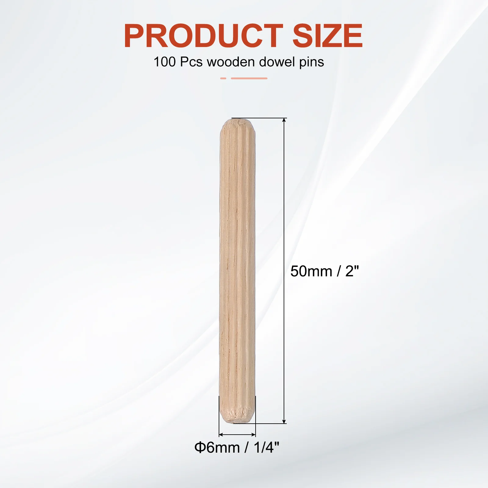 Wooden Dowel Pins 1/4" x 2" (6mm x 50mm) Straight Dowel Rods Count 100 - Image 2