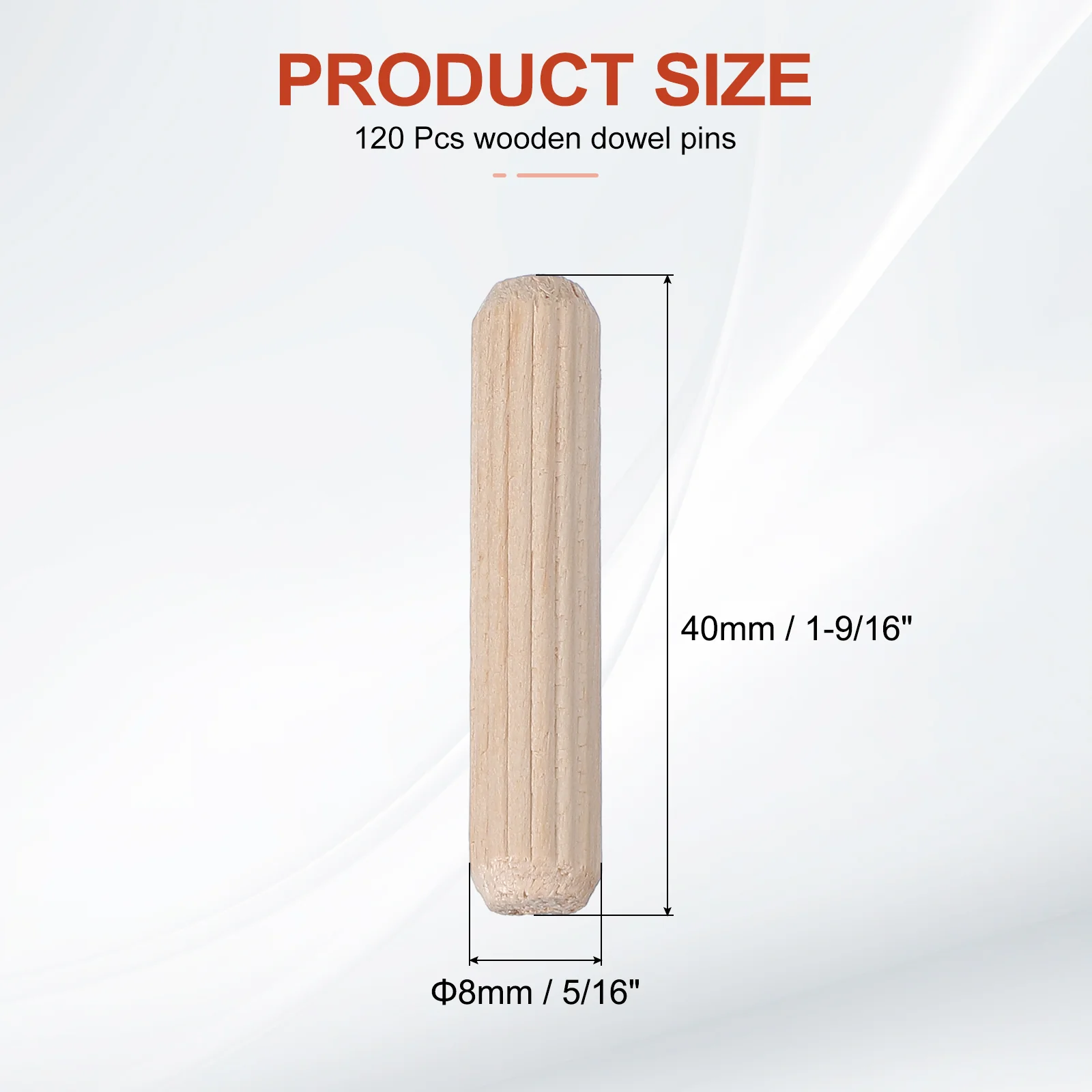 Wooden Dowel Pins 5/16" x 1-9/16" (8mm x 40mm) Straight Dowel Rods Count 120 - Image 2