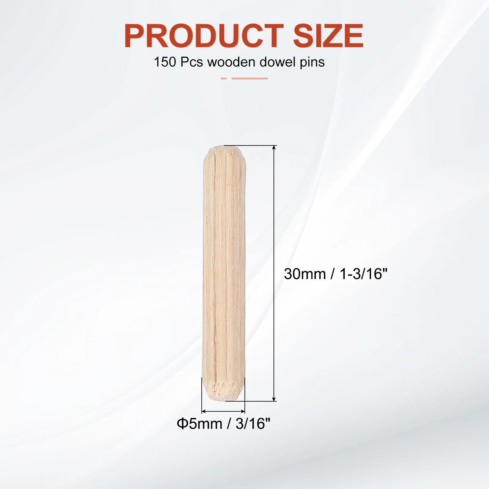 Wooden Dowel Pins 3/16" x 1-3/16" (5mm x 30mm) Straight Dowel Rods Count 150 - Image 2