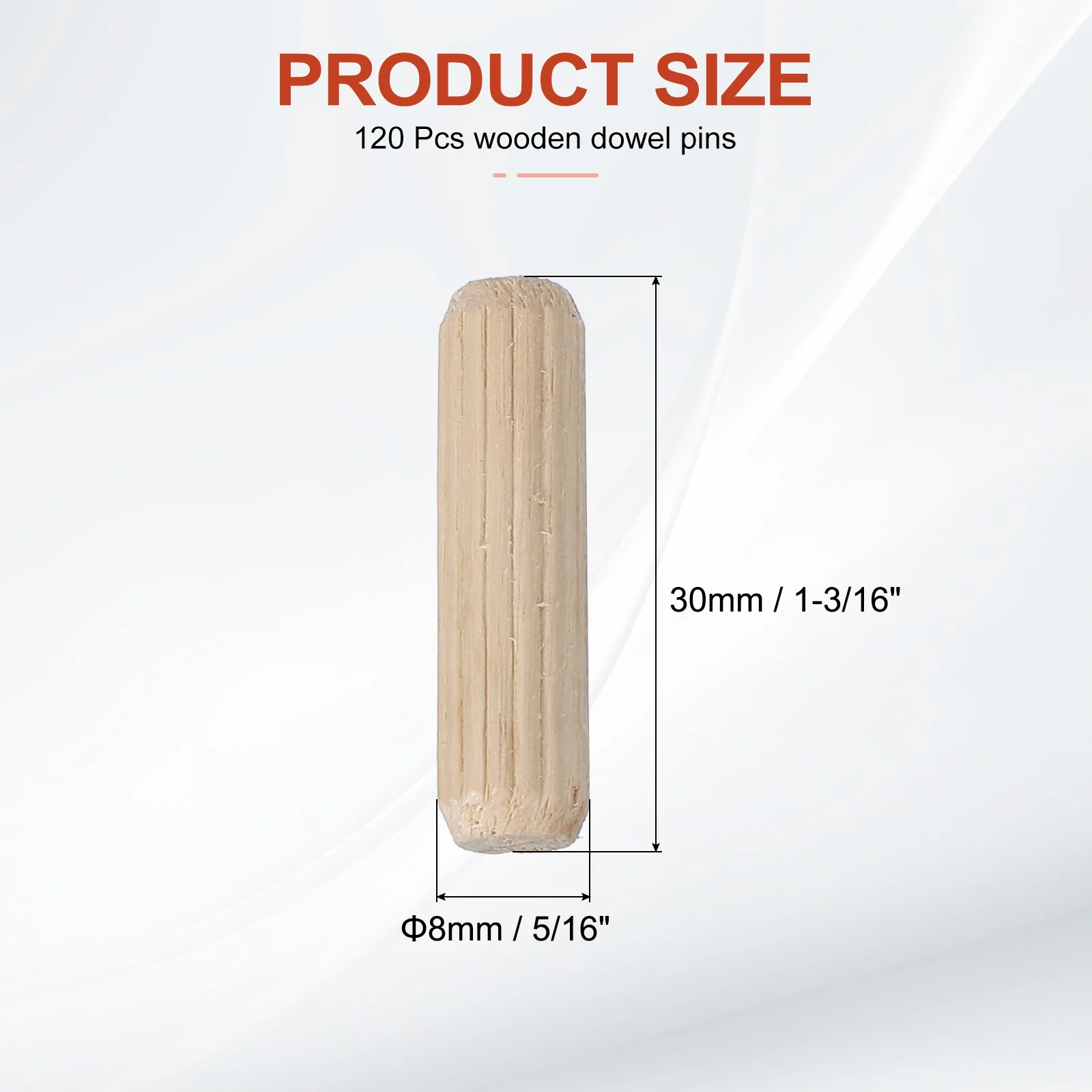 Wooden Dowel Pins 5/16" x 1-3/16" (8mm x 30mm) Straight Dowel Rods Count 120 - Image 2