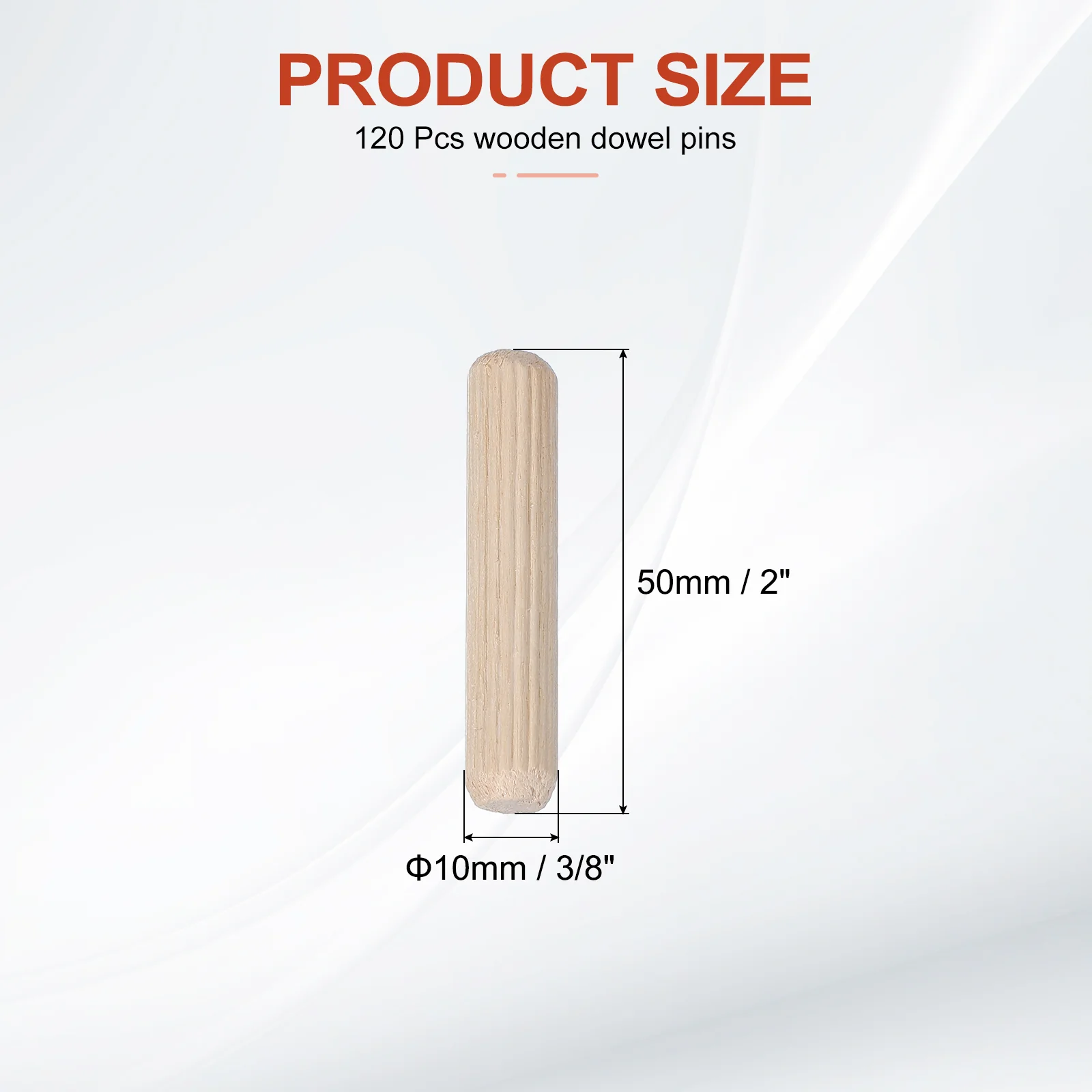 Wooden Dowel Pins 3/8" x 2" (10mm x 50mm) Straight Dowel Rods Count 120 - Image 2