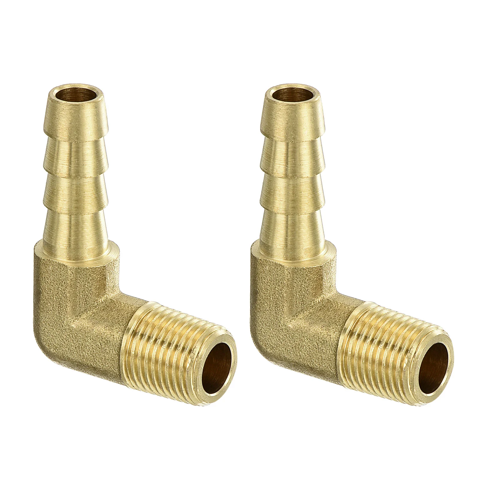 Uxcell Brass Hose Barbed Elbow Fitting 2pcs 1/4" Barb x 1/8" NPT Male 90 Degree Brass Barb Pipe Fitting for Water Fuel Air