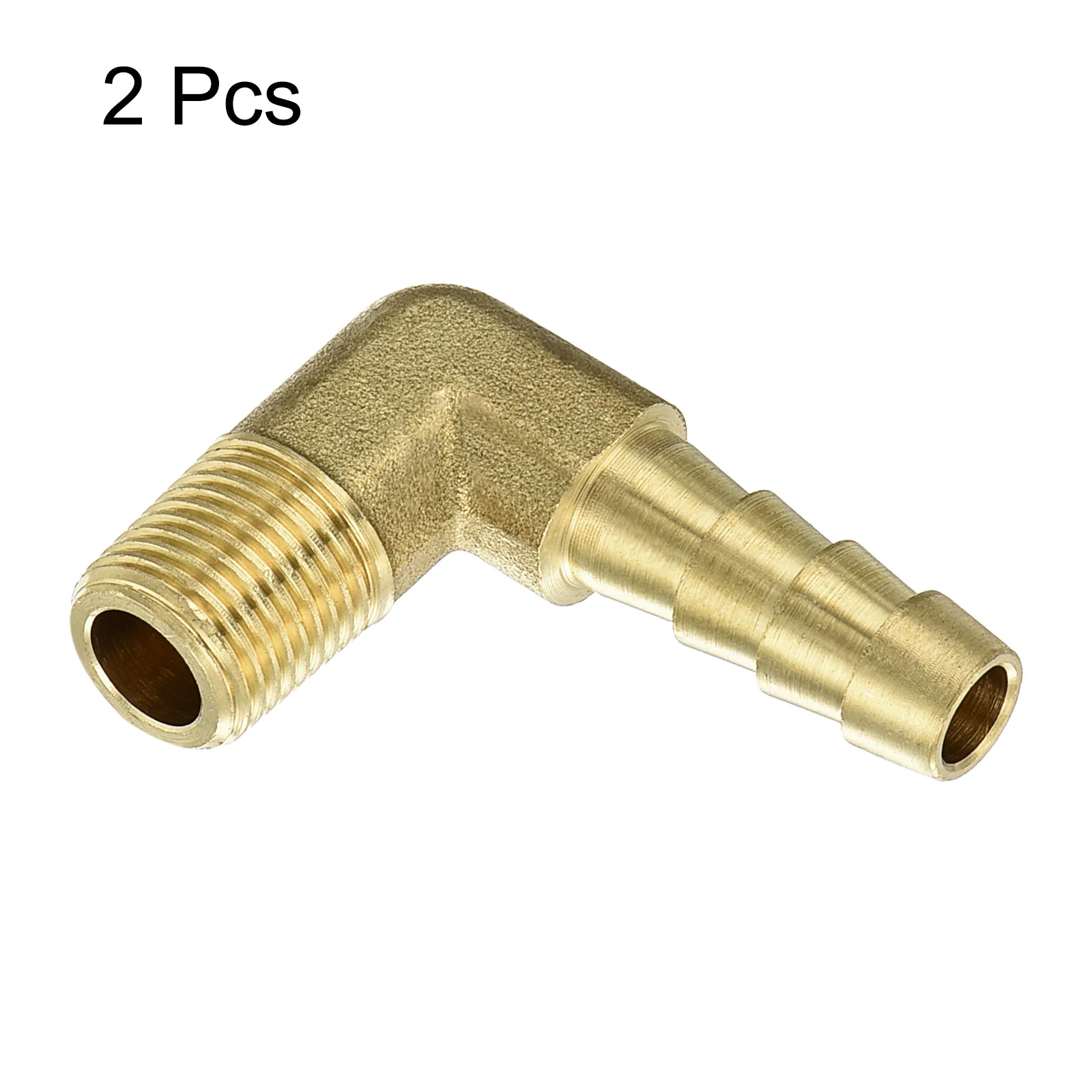 Uxcell Brass Hose Barbed Elbow Fitting 2pcs 1/4" Barb x 1/8" NPT Male 90 Degree Brass Barb Pipe Fitting for Water Fuel Air - Image 3