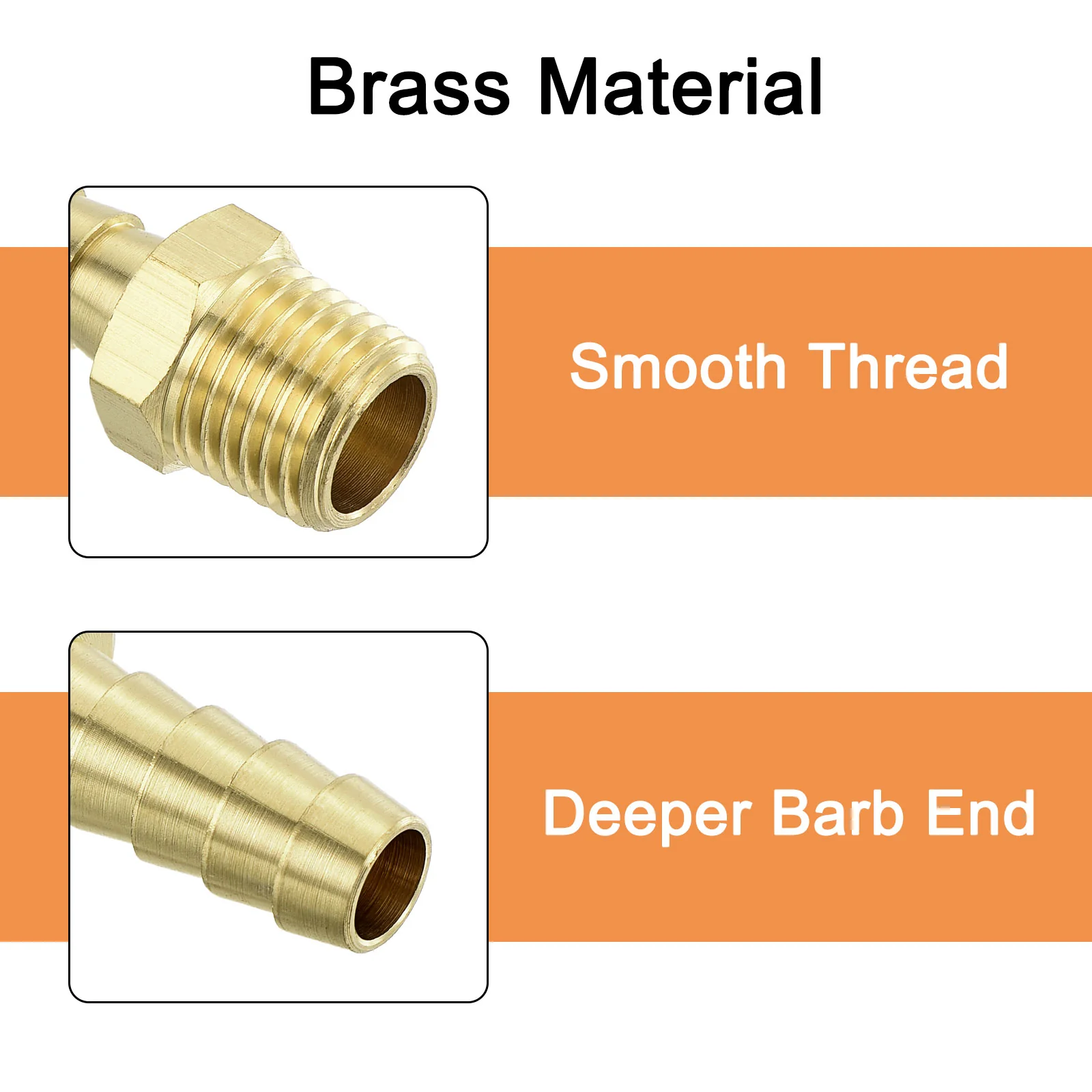 Uxcell Brass Hose Barb Fittings 2pcs 5/16" Barb x 1/4" NPT Male Brass Barb Pipe Fitting for Water Fuel Air - Image 4