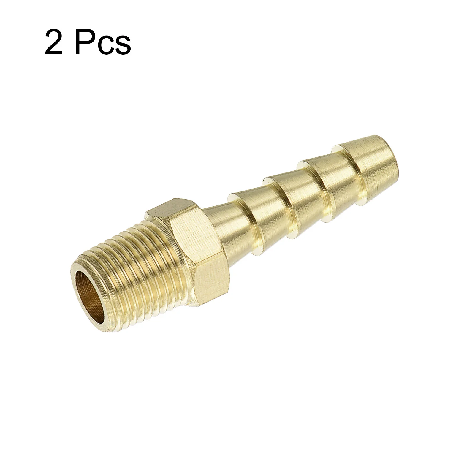 Uxcell Brass Hose Barb Fittings 2pcs 1/4" Barb x 1/8" NPT Male Brass Barb Pipe Fitting for Water Fuel Air - Image 3