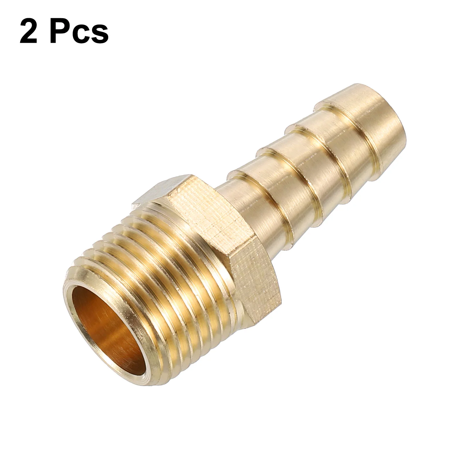 Uxcell Brass Hose Barb Fittings 2pcs 3/8" Barb x 3/8" NPT Male Brass Barb Pipe Fitting for Water Fuel Air - Image 3