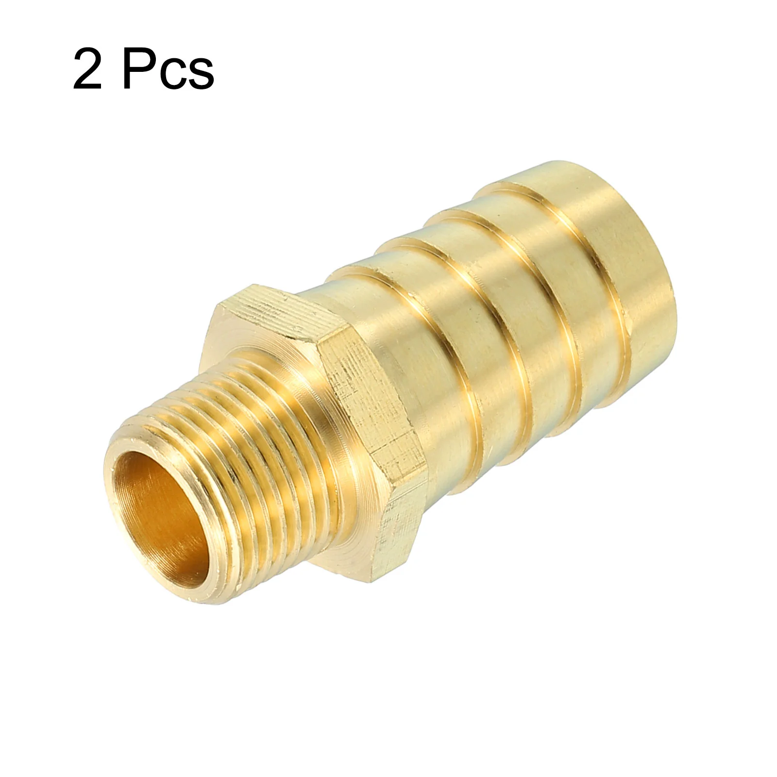 Uxcell Brass Hose Barb Fittings 2pcs 3/4" Barb x 3/8" NPT Male Brass Barb Pipe Fitting for Water Fuel Air - Image 3