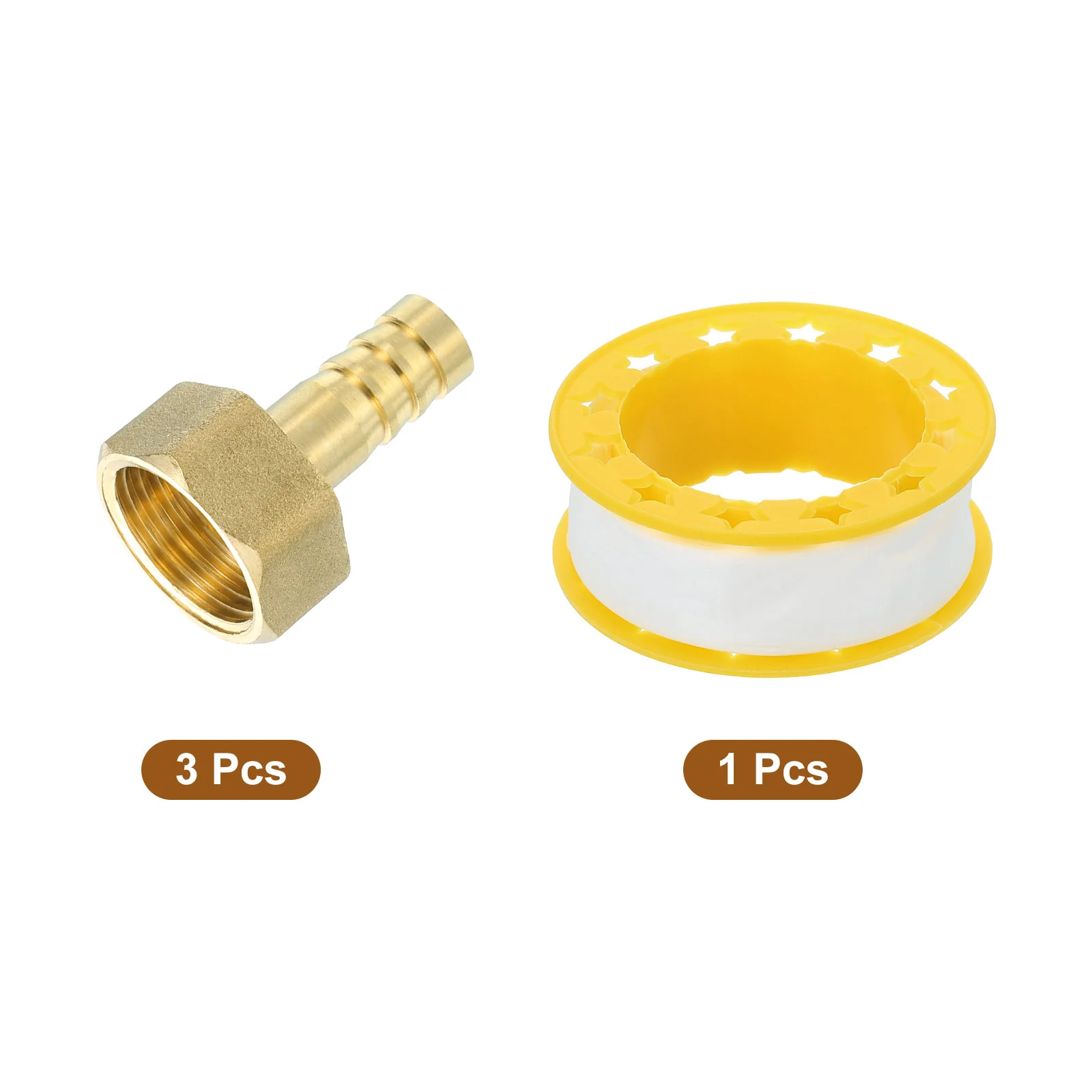 Uxcell 3 Pcs Brass Hose Barb Fitting, 3/8" Barb x G 1/2 Female Brass Barb Pipe Fitting Adapter with Tape for Connect Pipes Mechanical Devices Plumbing Equipment - Image 3