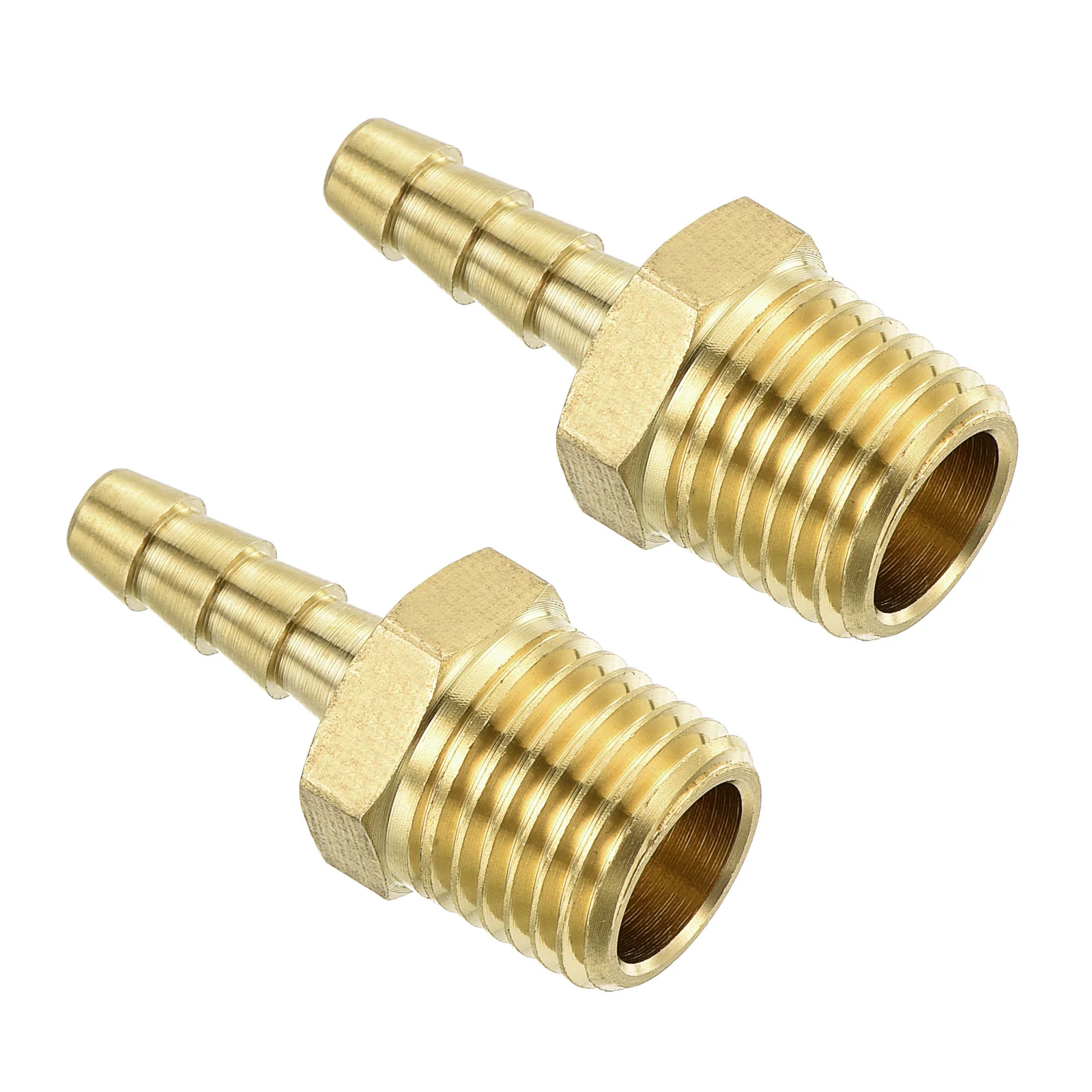 Uxcell Brass Hose Barb Fittings 2pcs 3/16" Barb x 1/4" NPT Male Brass Barb Pipe Fitting for Water Fuel Air