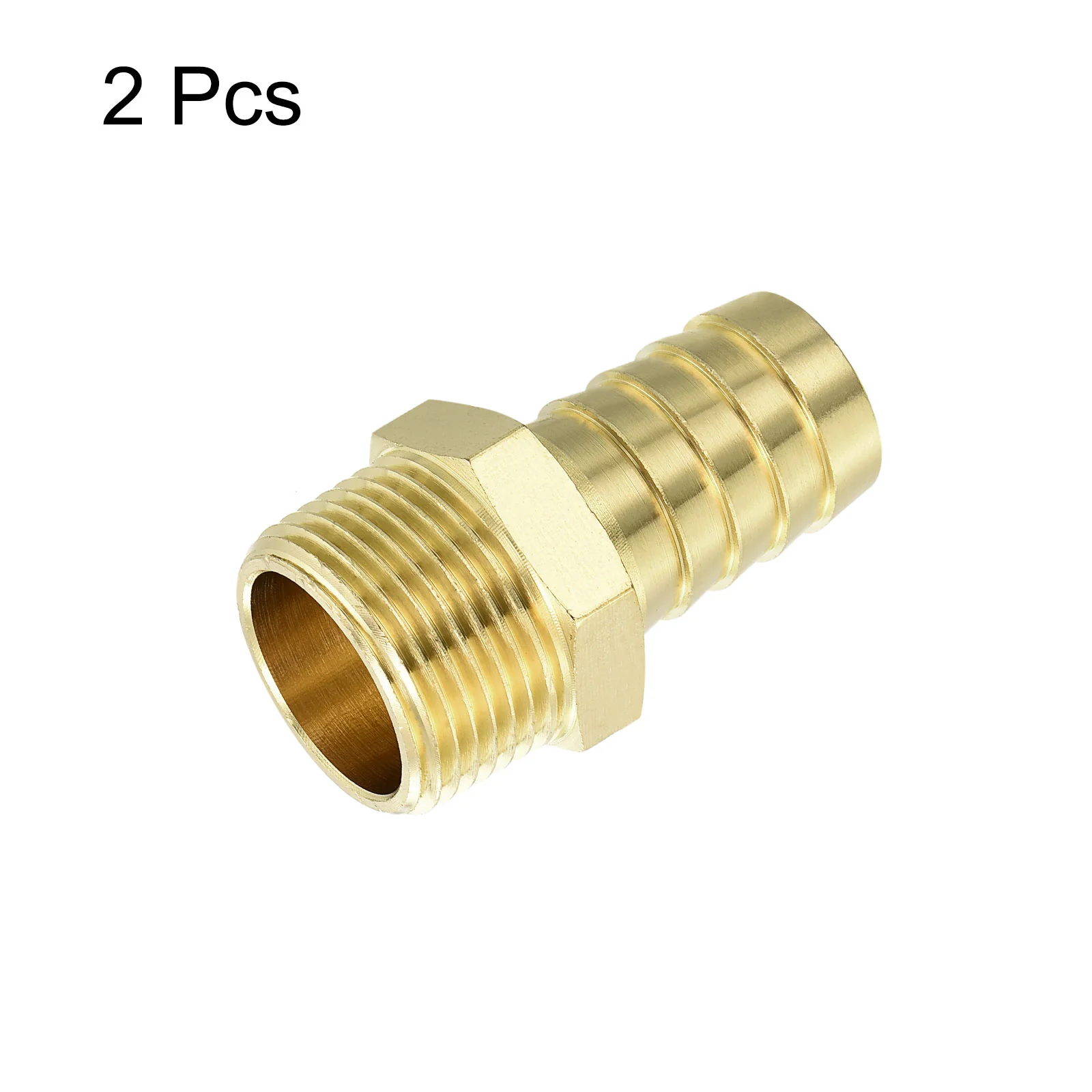 Uxcell Brass Hose Barb Fittings 2pcs 3/4" Barb x 1/2" NPT Male Brass Barb Pipe Fitting for Water Fuel Air - Image 3
