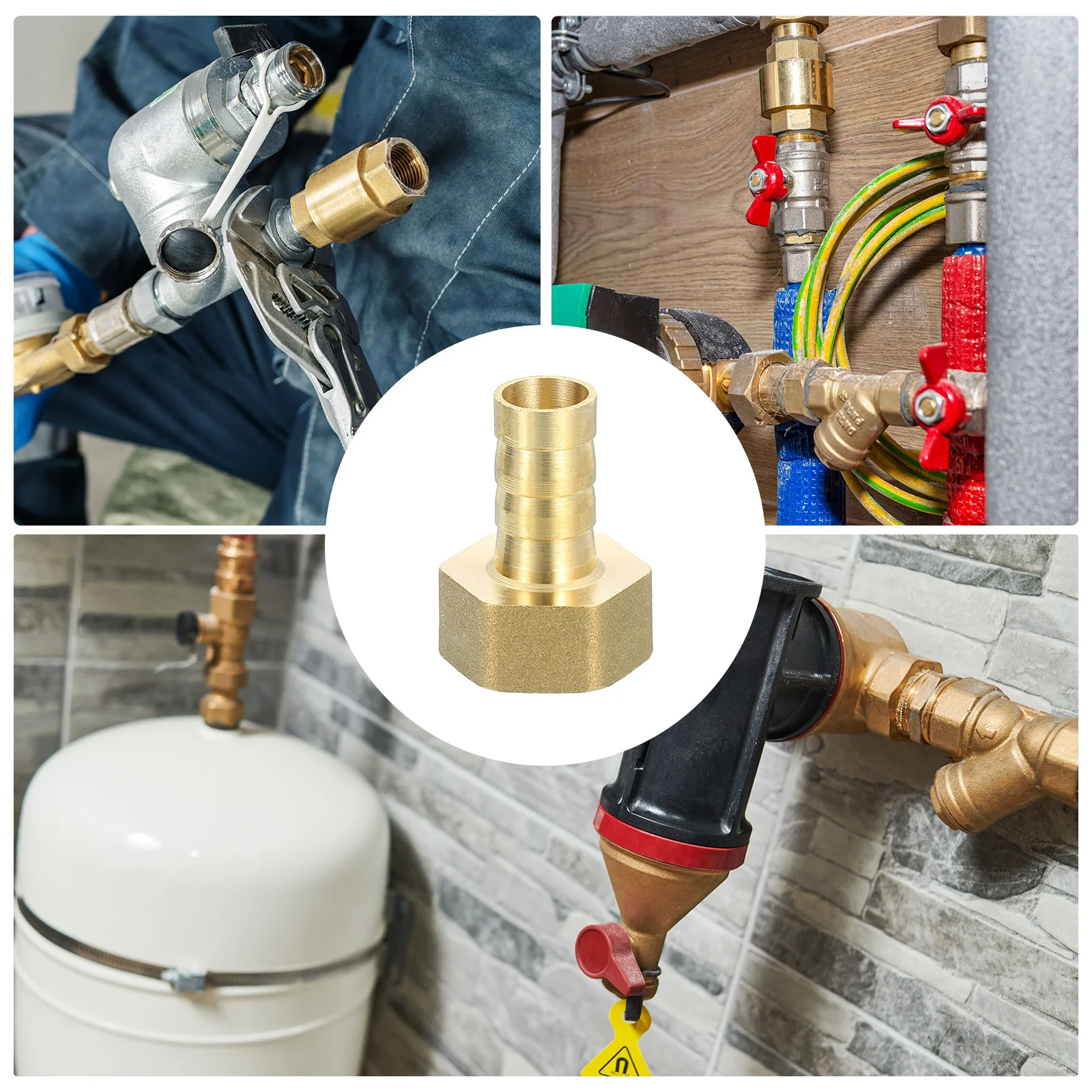 Uxcell 2 Pcs Brass Hose Barb Fitting, 1/2" Barb x G 1/2 Female Brass Barb Pipe Fitting Adapter with Tape for Connect Pipes Mechanical Devices Plumbing Equipment - Image 6