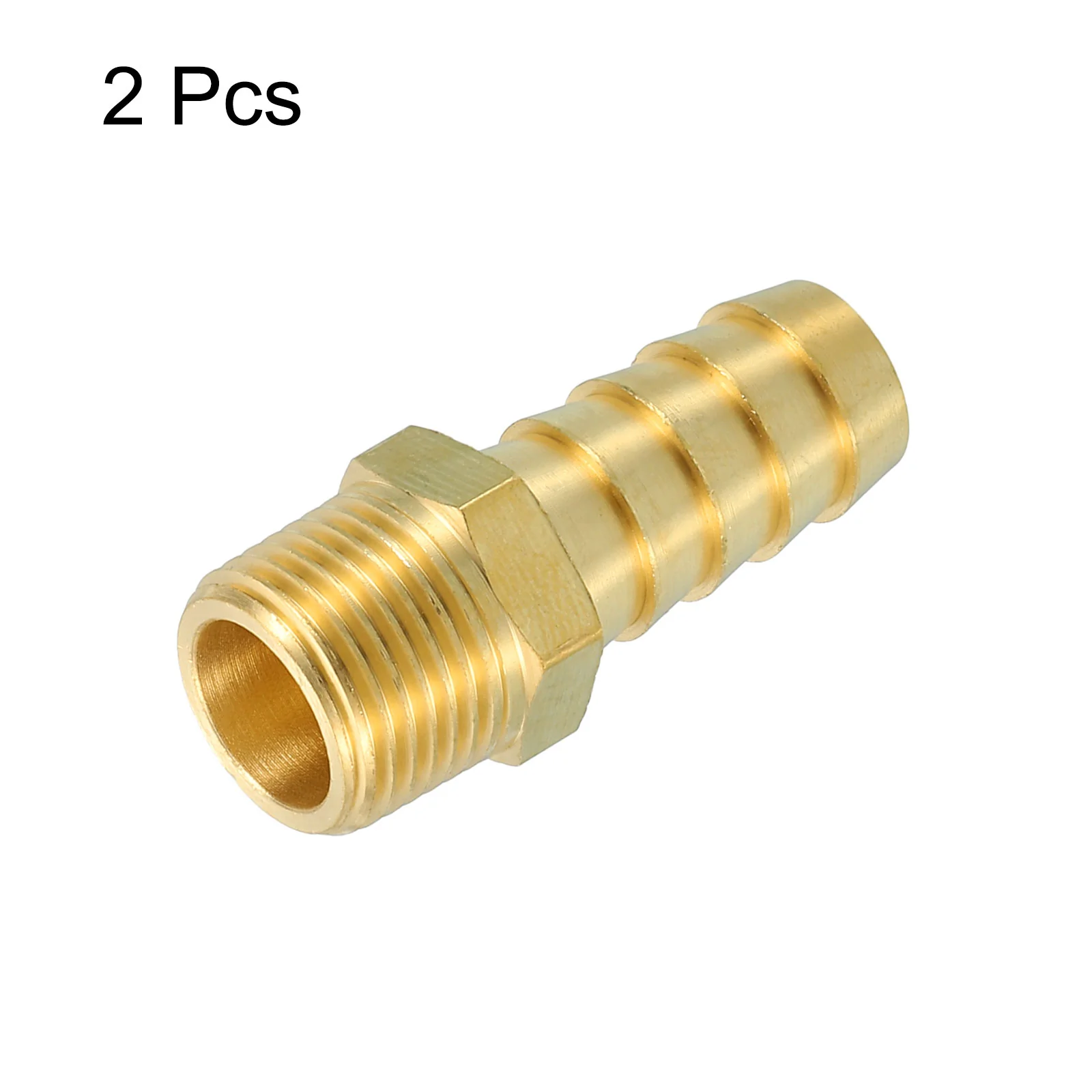 Uxcell Brass Hose Barb Fittings 2pcs 1/2" Barb x 3/8" NPT Male Brass Barb Pipe Fitting for Water Fuel Air - Image 3
