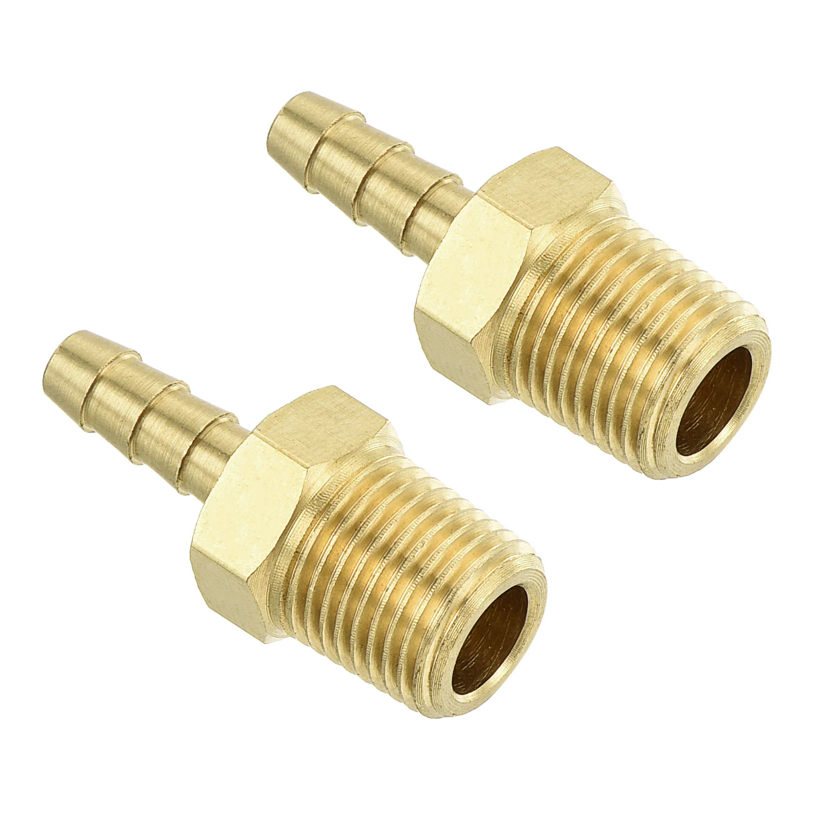 Uxcell Brass Hose Barb Fittings 2pcs 1/8" Barb x 1/8" NPT Male Brass Barb Pipe Fitting for Water Fuel Air