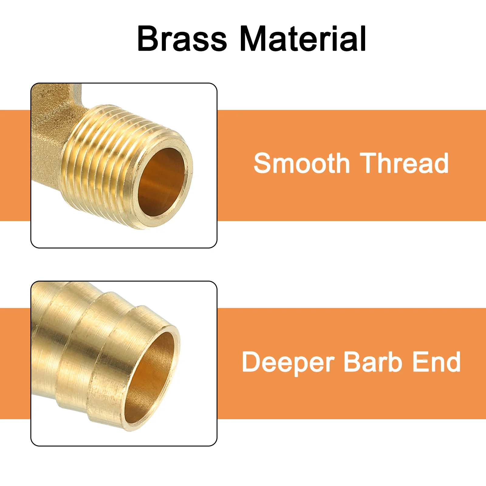 Uxcell Brass Hose Barbed Elbow Fitting 1pcs 5/8" Barb x 3/8" NPT Male 90 Degree Brass Barb Pipe Fitting for Water Fuel Air - Image 4