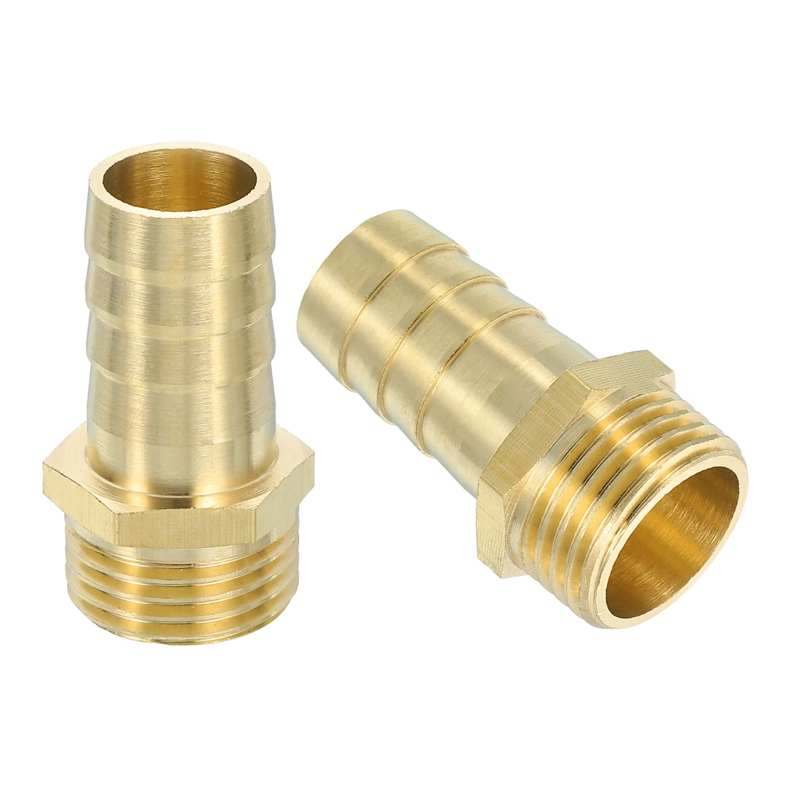 Uxcell 2 Pcs Brass Hose Barb Fitting, 5/8" Barb x G 1/2 Male Brass Barb Pipe Fitting Adapter with Tape for Connect Pipes Mechanical Devices Plumbing Equipment