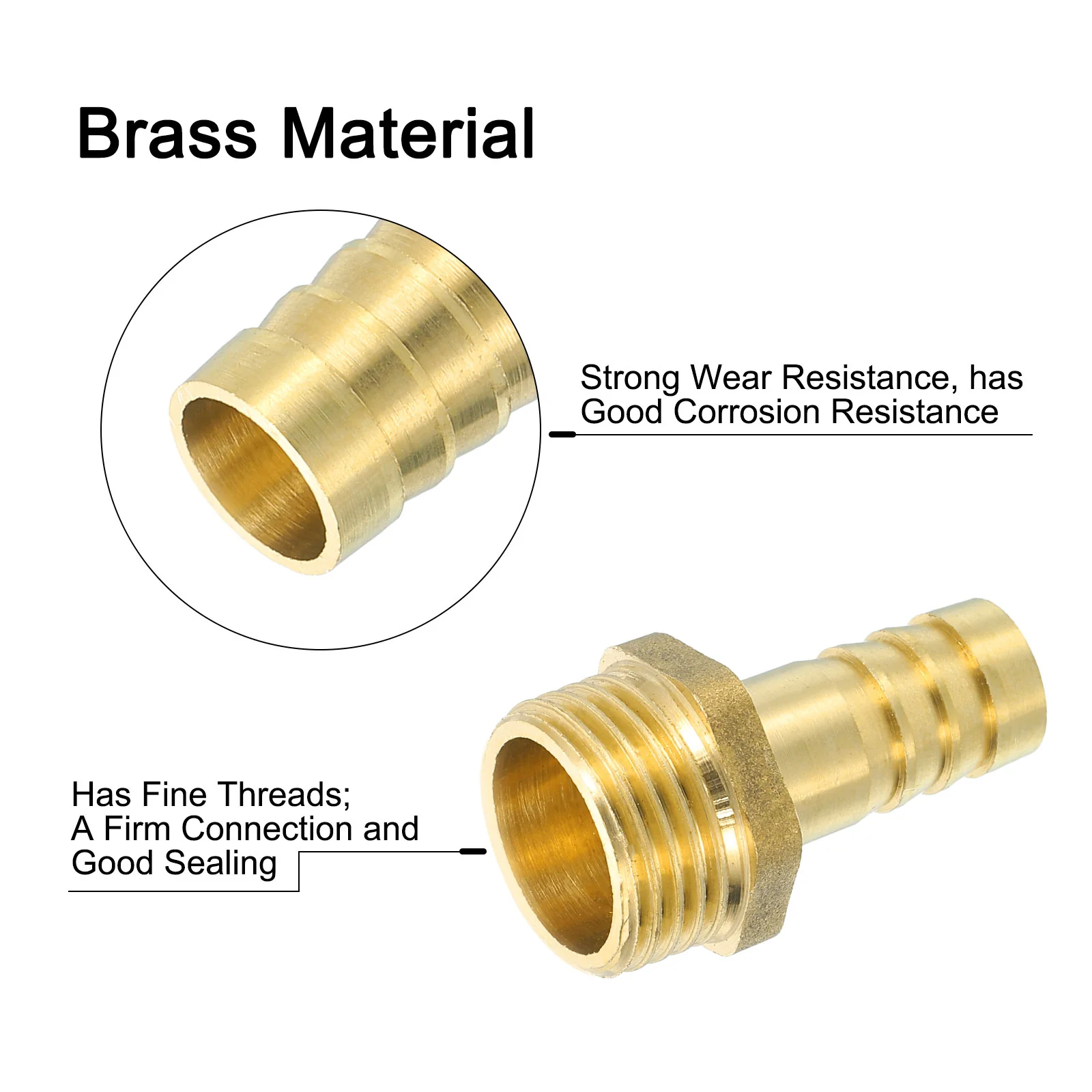 Uxcell 2 Pcs Brass Hose Barb Fitting, 1/2" Barb x G 1/2 Male Brass Barb Pipe Fitting Adapter with Tape for Connect Pipes Mechanical Devices Plumbing Equipment - Image 4