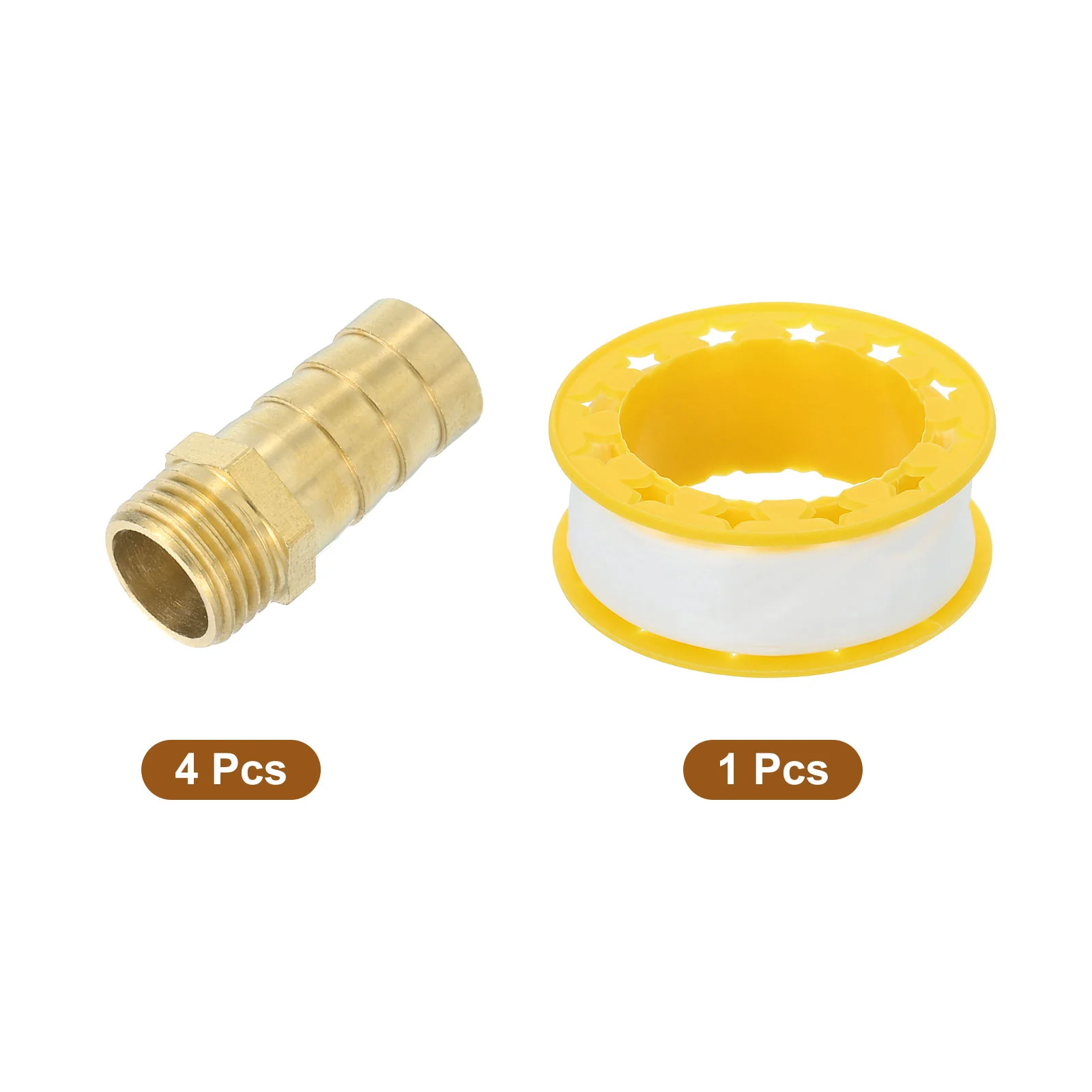 Uxcell 4 Pcs Brass Hose Barb Fitting, 1/2" Barb x G 1/4 Male Brass Barb Pipe Fitting Adapter with Tape for Connect Pipes Mechanical Devices Plumbing Equipment - Image 3