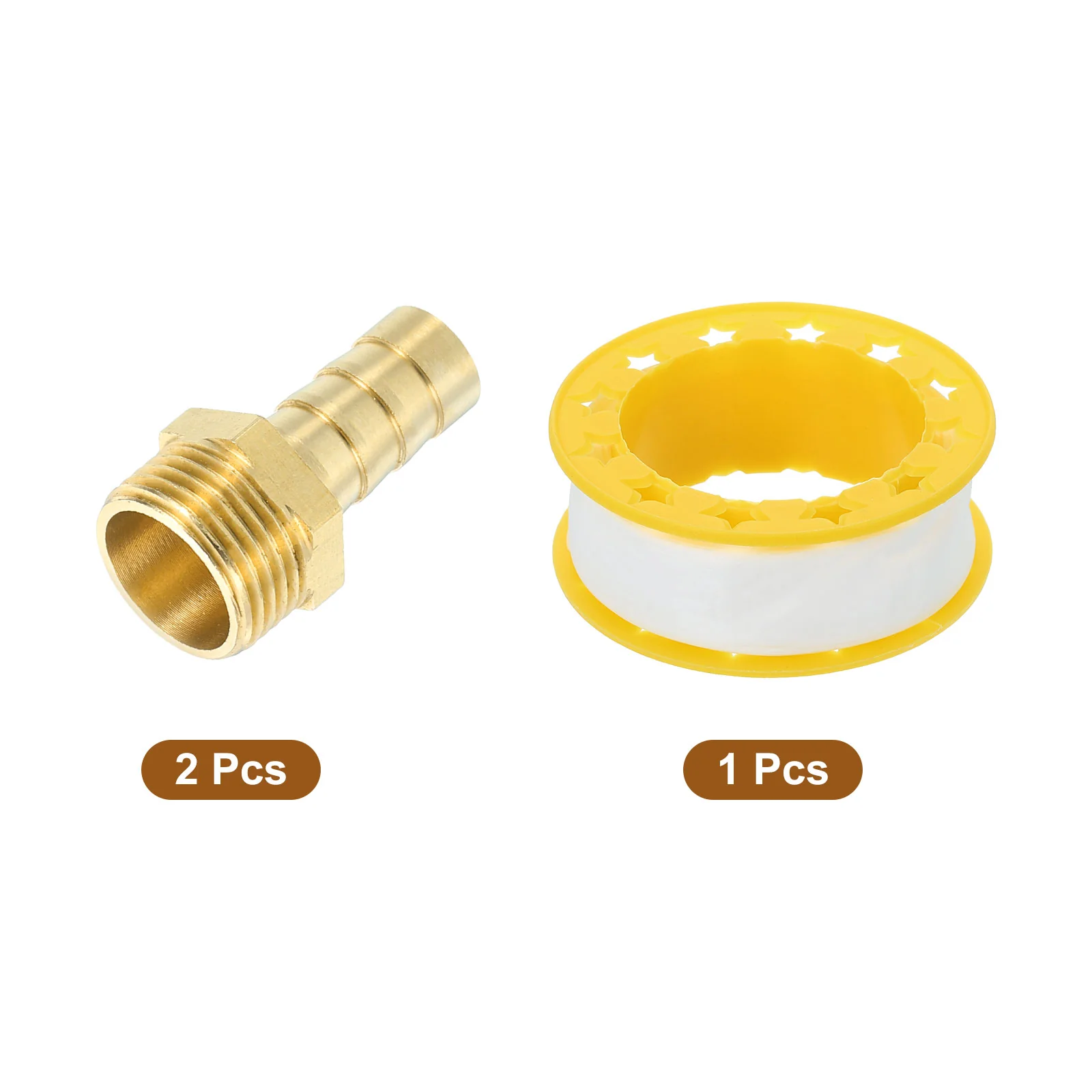 Uxcell 2 Pcs Brass Hose Barb Fitting, 3/8" Barb x G 3/8 Male Brass Barb Pipe Fitting Adapter with Tape for Connect Pipes Mechanical Devices Plumbing Equipment - Image 3