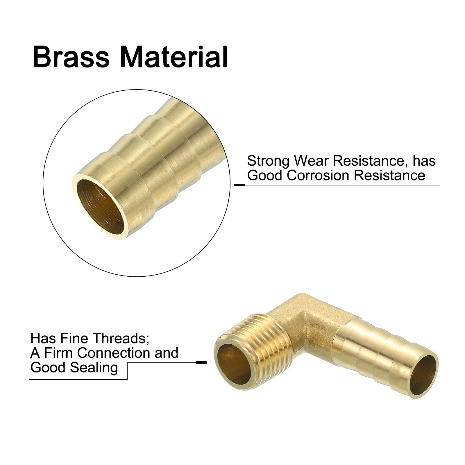 Uxcell 5 Pcs Brass Hose Barbed Elbow Fitting, 3/8" Barb x G 1/4 Male Brass Barb Pipe Fitting Adapter with Tape for Connect Pipes Mechanical Devices Plumbing Equipment - Image 4