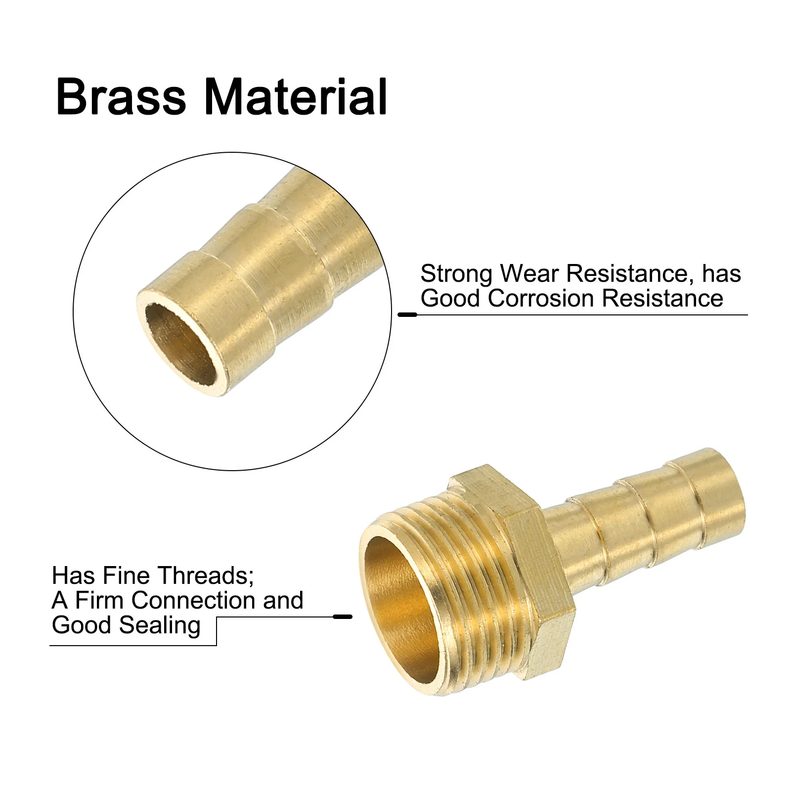 Uxcell 4 Pcs Brass Hose Barb Fitting, 5/16" Barb x G 3/8 Male Brass Barb Pipe Fitting Adapter with Tape for Connect Pipes Mechanical Devices Plumbing Equipment - Image 4