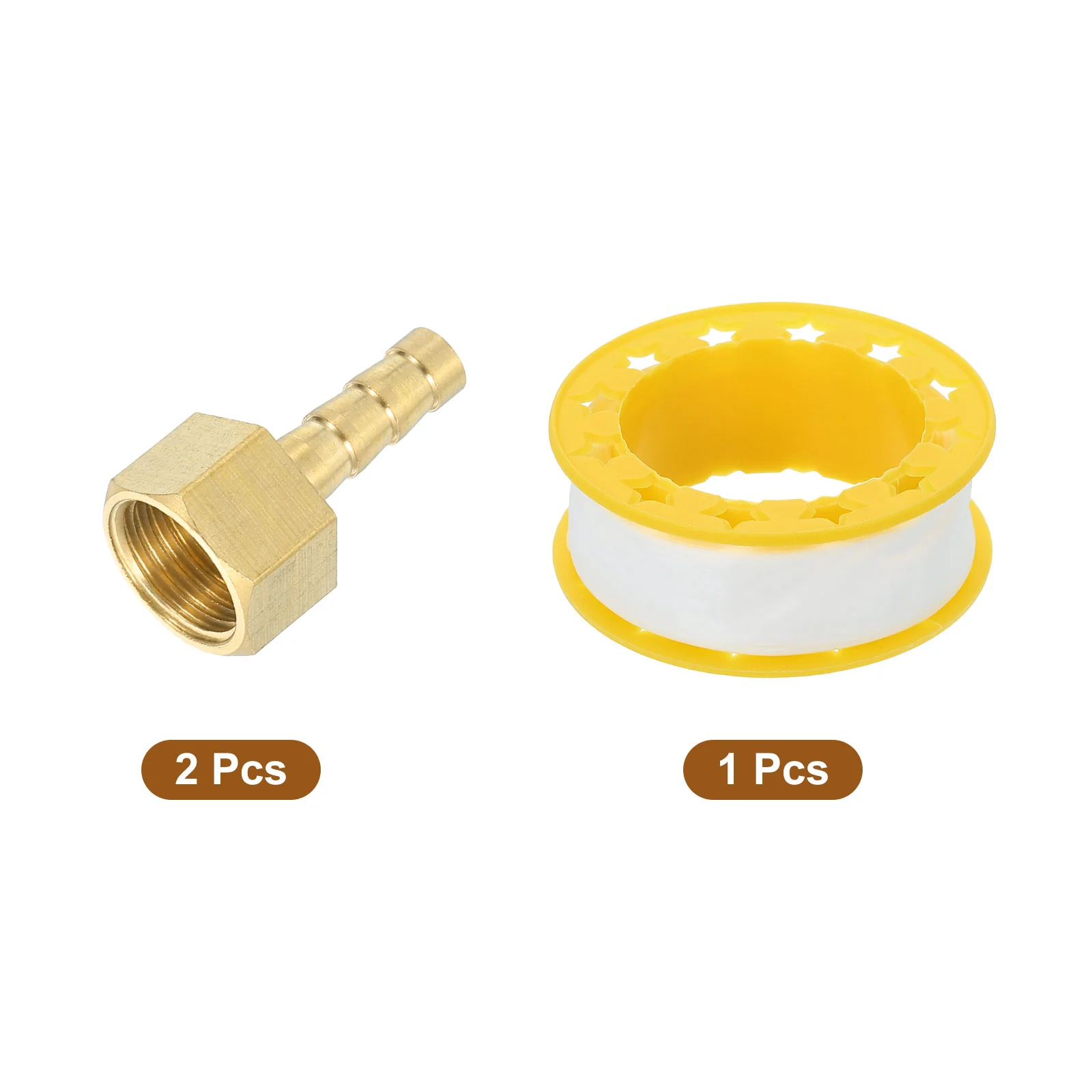 Uxcell 2 Pcs Brass Hose Barb Fitting, 1/4" Barb x G 1/4 Female Brass Barb Pipe Fitting Adapter with Tape for Connect Pipes Mechanical Devices Plumbing Equipment - Image 3