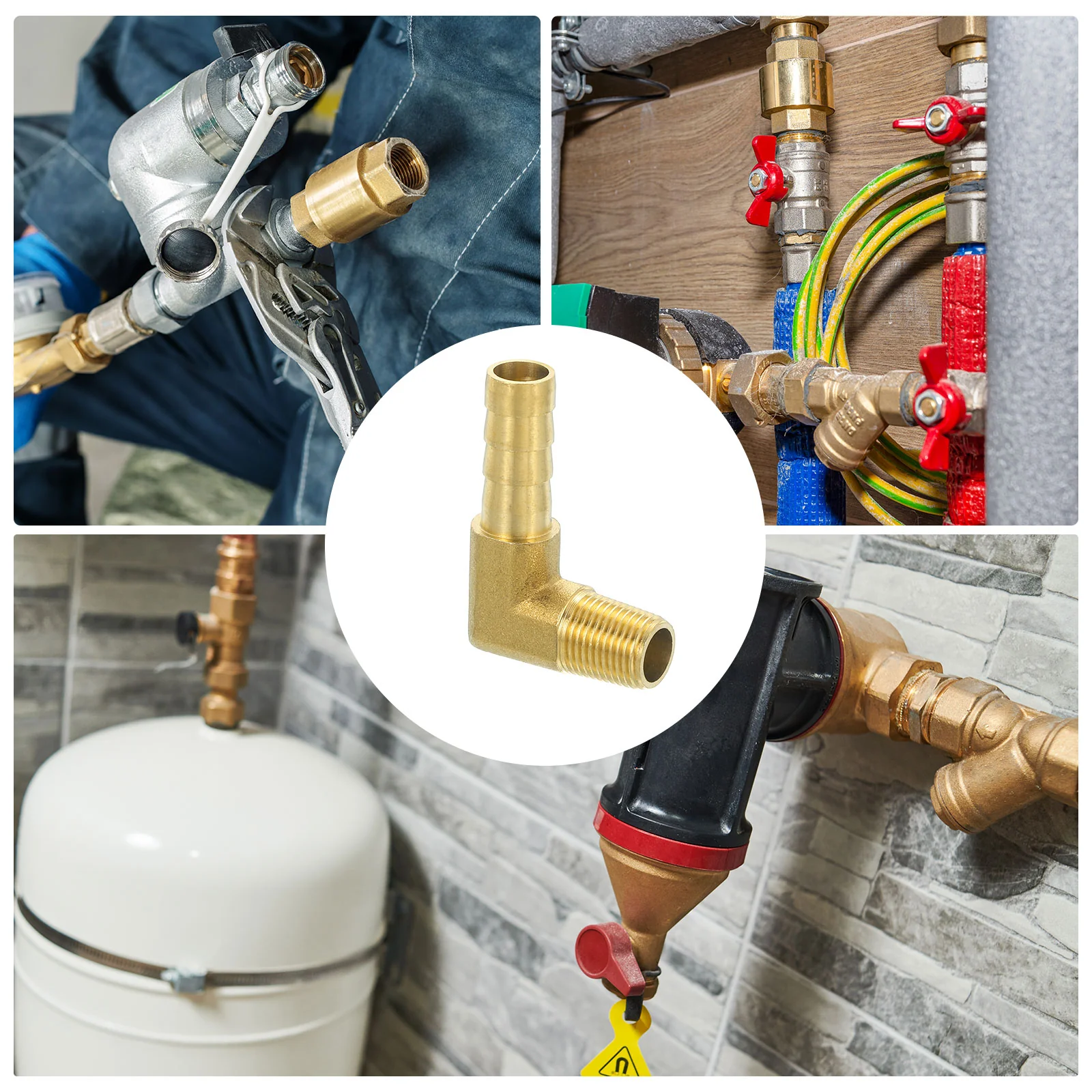 Uxcell 5 Pcs Brass Hose Barbed Elbow Fitting, 5/16" Barb x g 3/8 Male Brass Fitting - Image 6