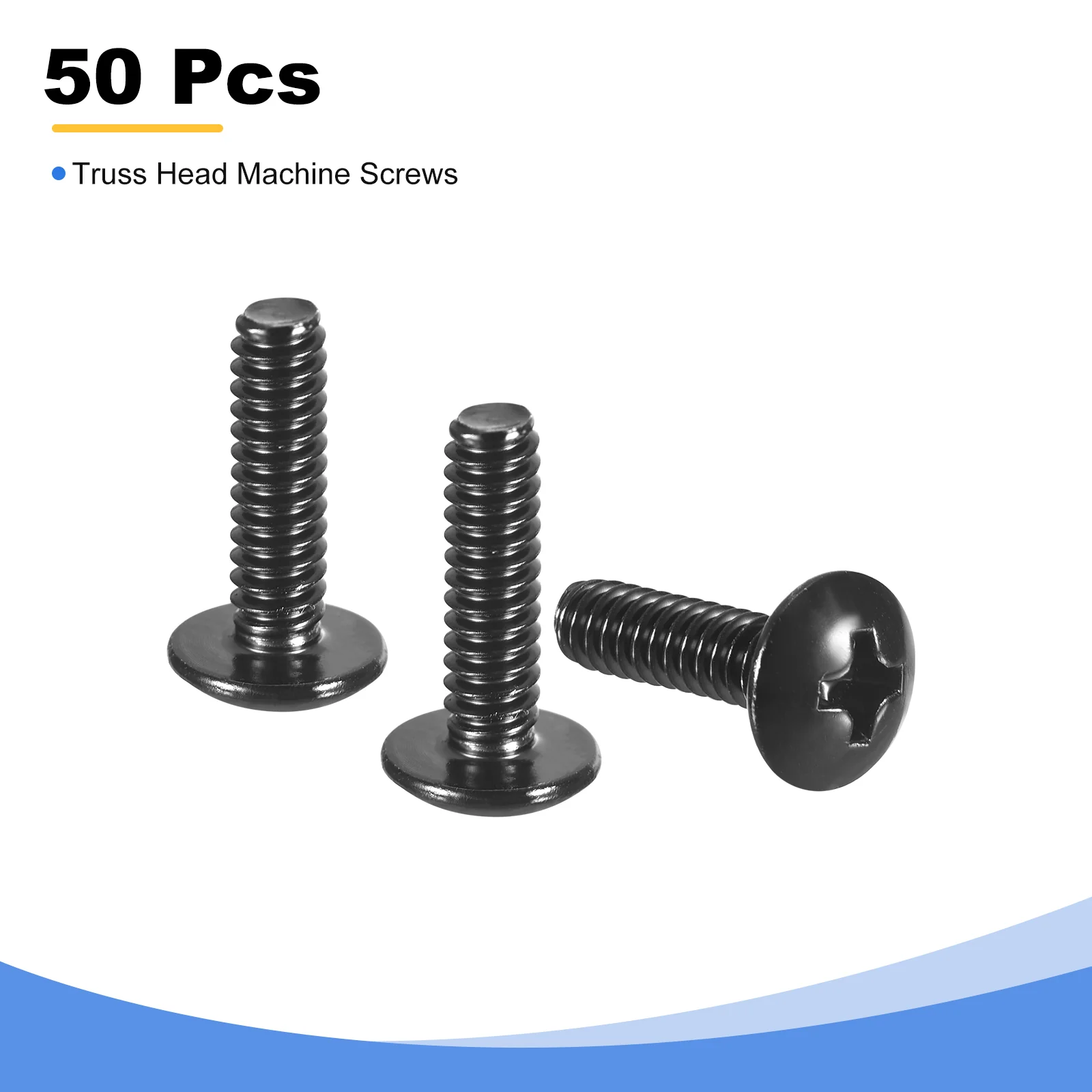Uxcell #6-32 x 1/2" Truss Head Machine Screws, 304 Stainless Steel, Black, 50 Pcs - Image 3