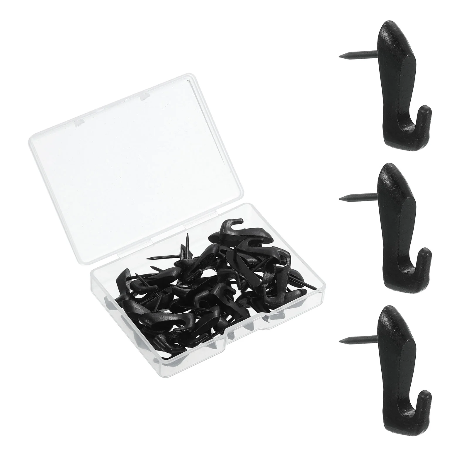 Uxcell 30 Pcs Push Pin Picture Hooks, Zinc Alloy Picture Hanging Nails Thumb Tacks Hanging Hooks with Nails for Wall Wooden Board, Black