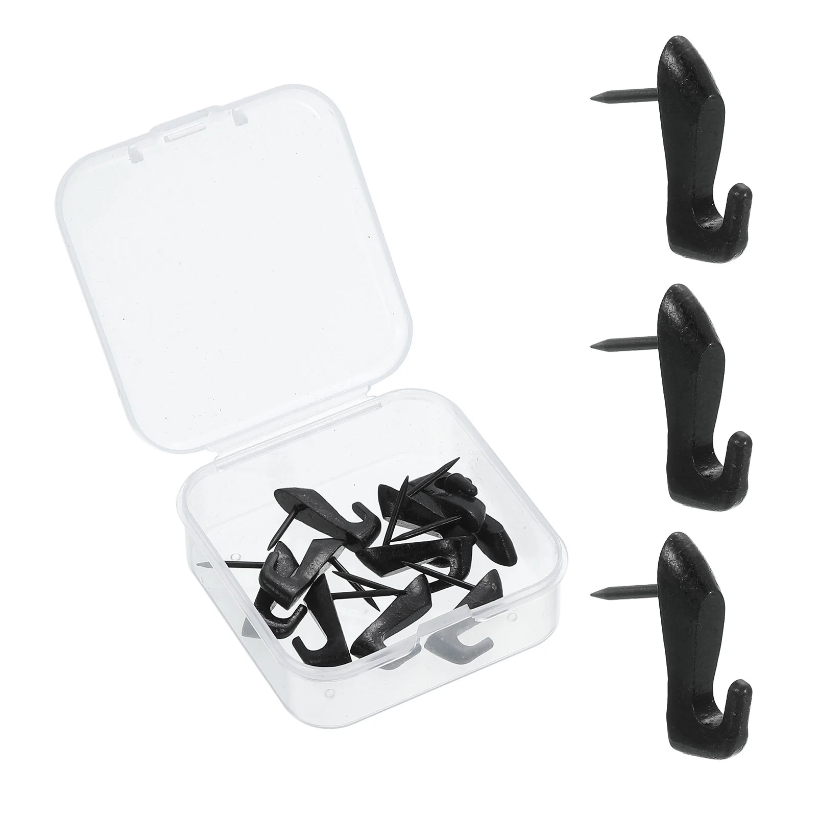 Uxcell 10 Pcs Push Pin Picture Hooks, Zinc Alloy Picture Hanging Nails Thumb Tacks Hanging Hooks with Nails for Wall Wooden Board, Black